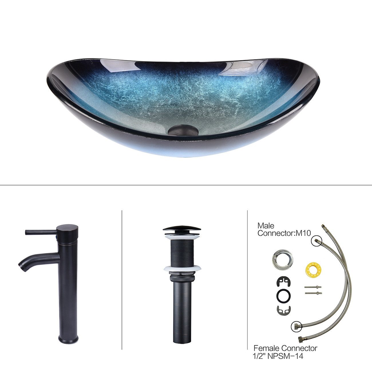 Puluomis Aufsatzwaschbecken Waschbecken Set mit Wasserhahn und Ablaufgarnit günstig online kaufen