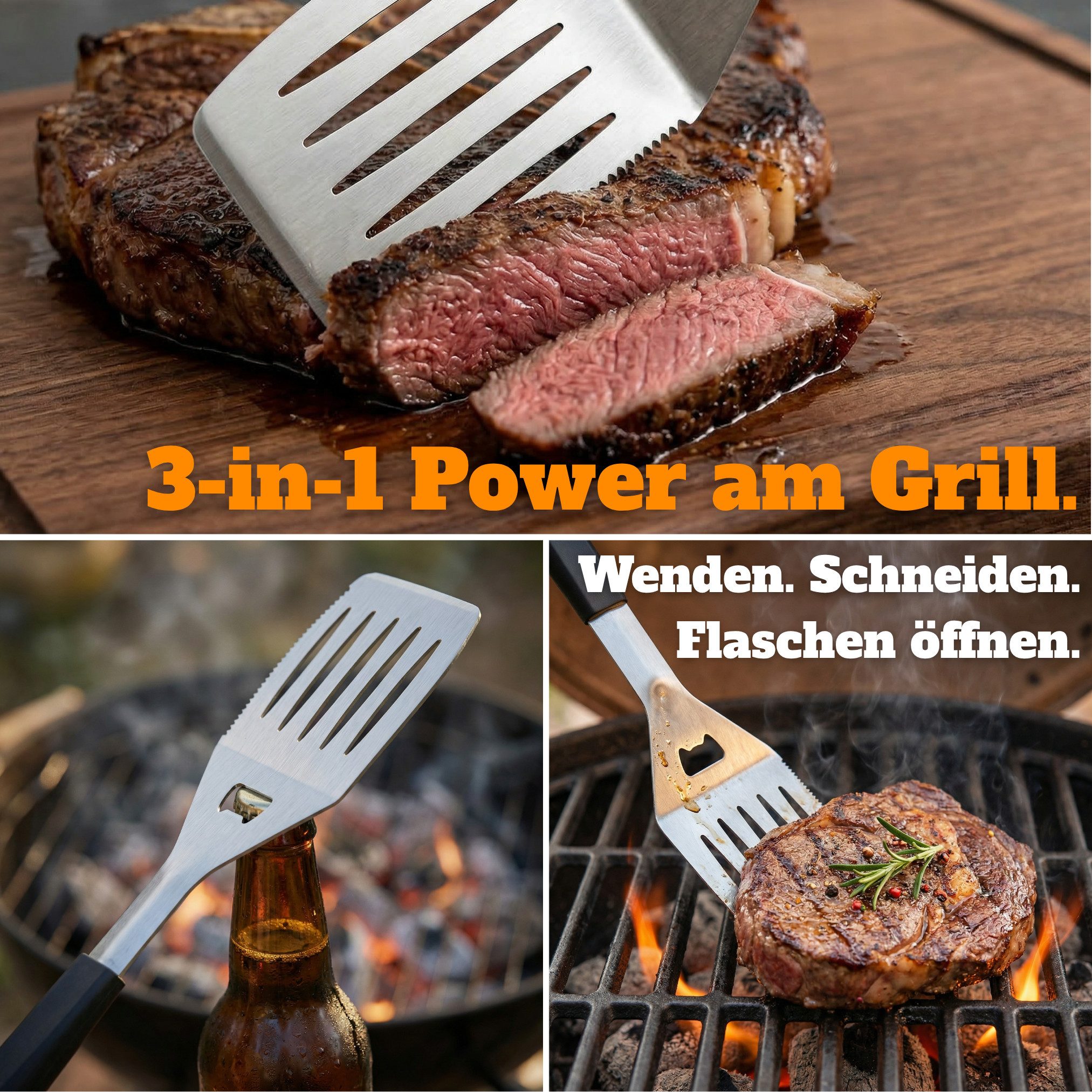 Curry Master Grillbesteck-Set Grillset für Männer Geschenk Griller Zubehör Grillbesteck, (Grillkoffer, BBQ Set Vatertag Geschenk), Grillwerkzeug im Aluminiumkof – Bild 3 von 5