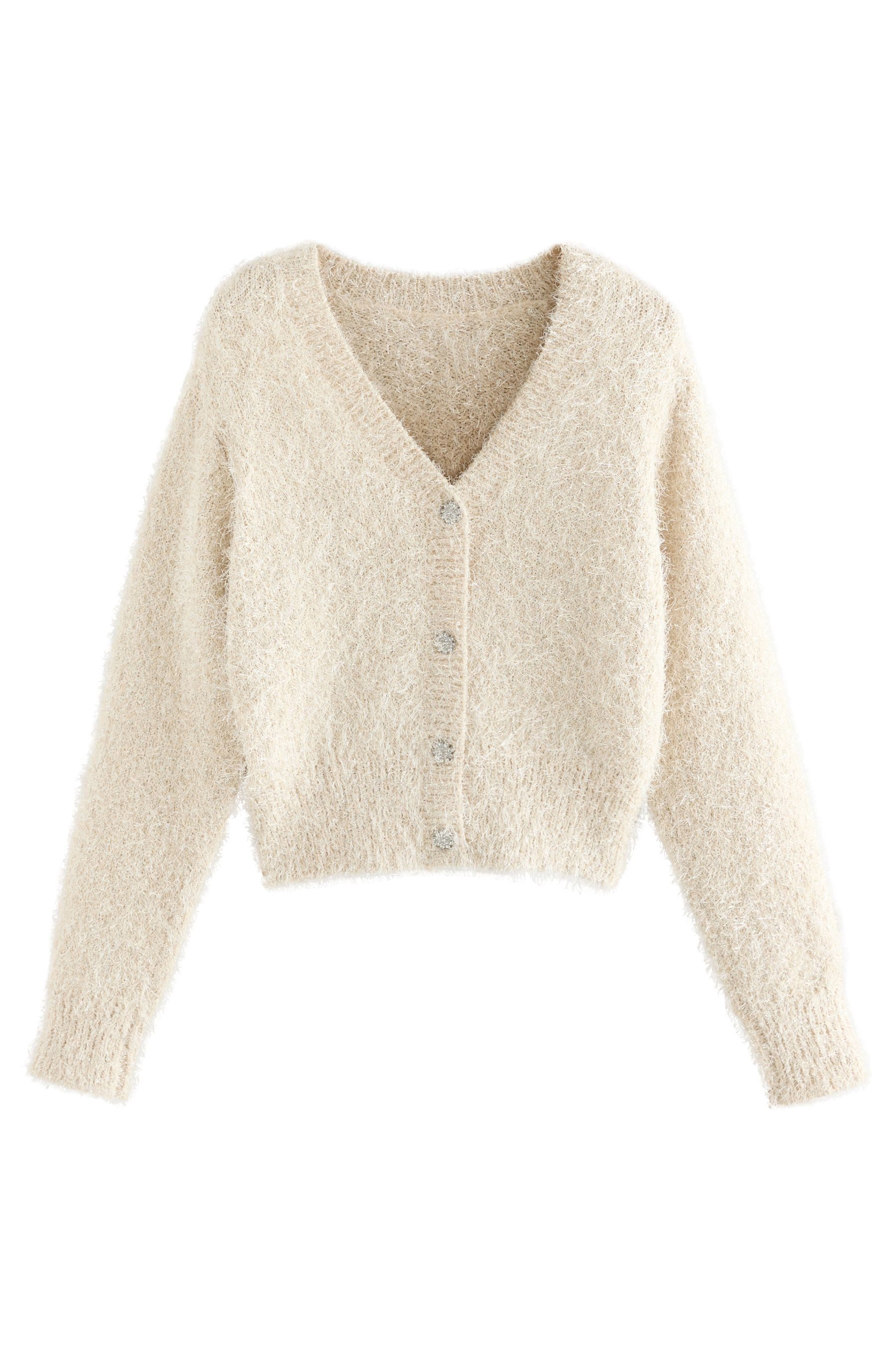 V-Ausschnitt-Pullover Funkelnde Wende-Strickjacke mit V-Ausschnitt