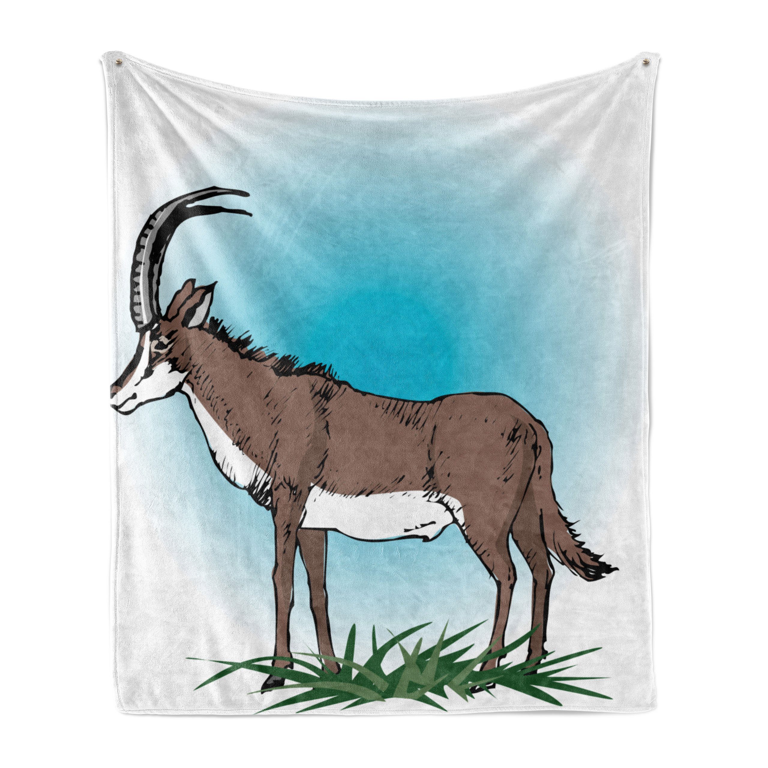 für Animal Plüsch Innen- Außenbereich, und Abakuhaus, Grass Wild Wohndecke Gemütlicher Antilope den