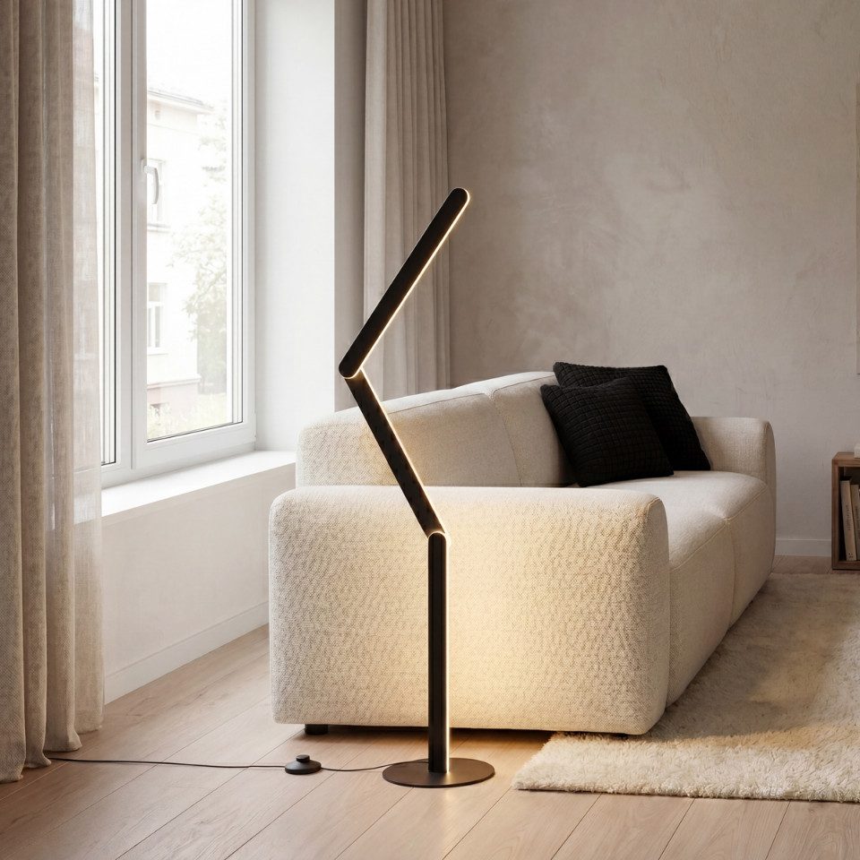 Qazqa Stehlampe Gate, LED fest integriert, Extra-Warmweiß, QAZQA Stehlampe, integrated, Schwarz, Metall, Design