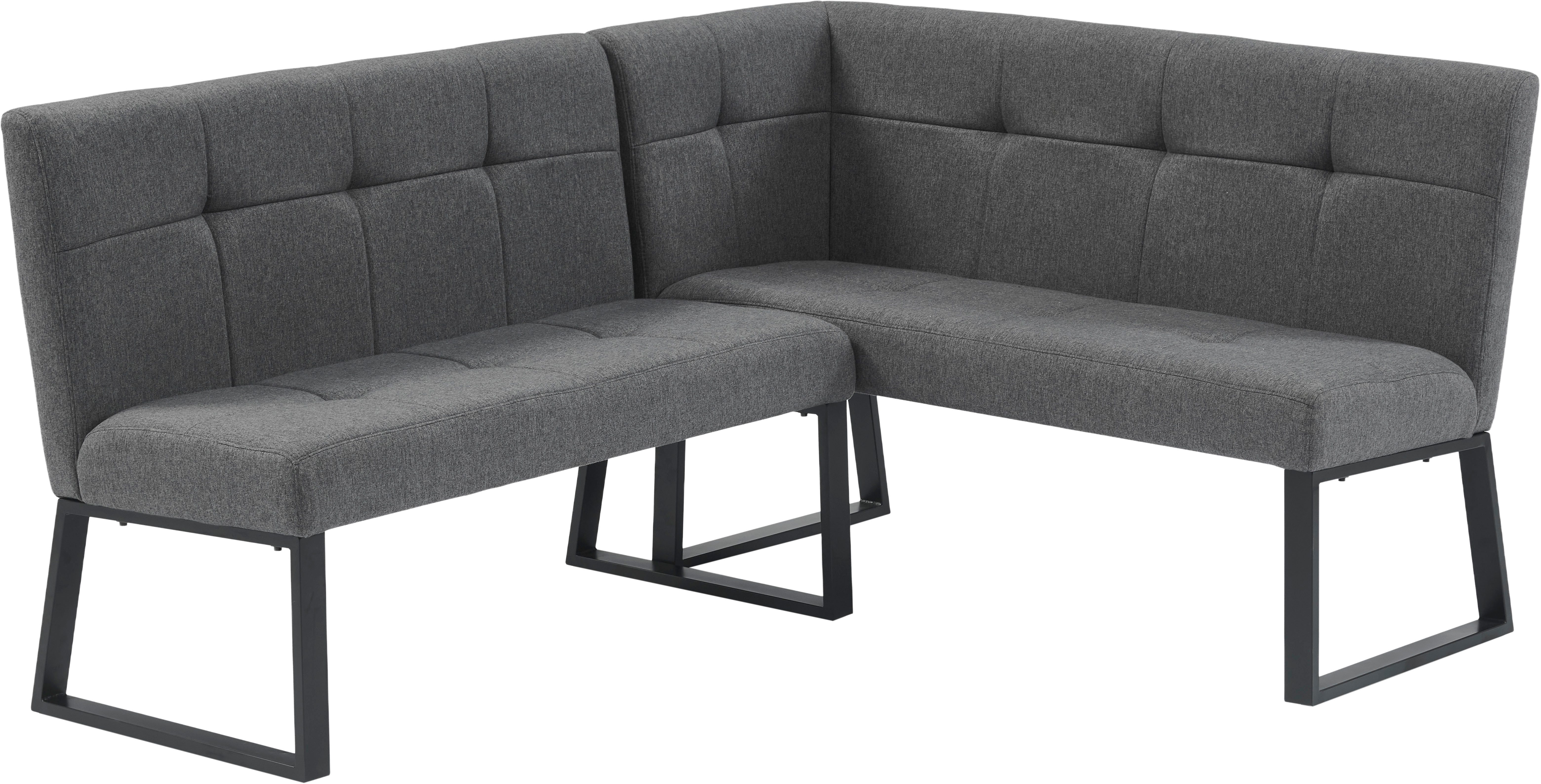 OTTO home Eckbank Geranie, Sitz -und Rücken gepolstert, Knopfheftung, zwei Bezugsstoffe, zwei Stofffarben, pulverbeschichtetes Metallgestell