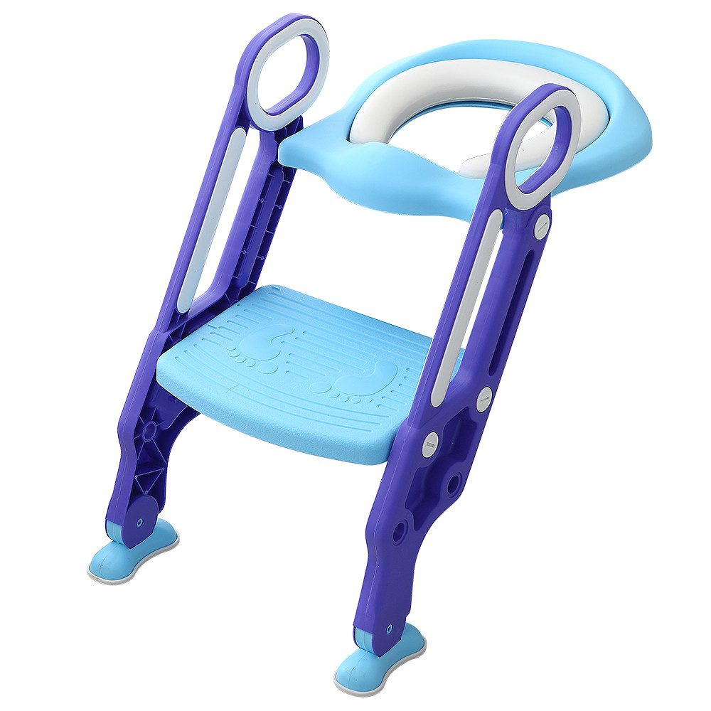 JEOBEST Toilettentrainer Töpfchen Toilettensitz Baby mit Treppe, Kinder Toilettentrainer, Höhenverstellbar, mit Rutschfesten Pedalen und PU Gepolstert & Griffe