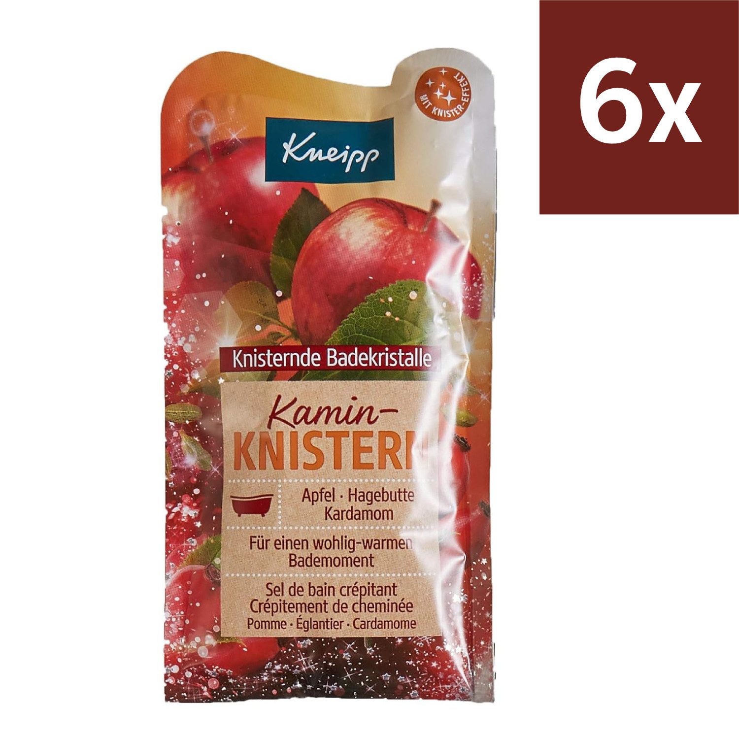 Kneipp Badekristalle Knisternde Badekristalle Kamin-Knistern, Apfel, Hagebutte Kardamon, 6-tlg.