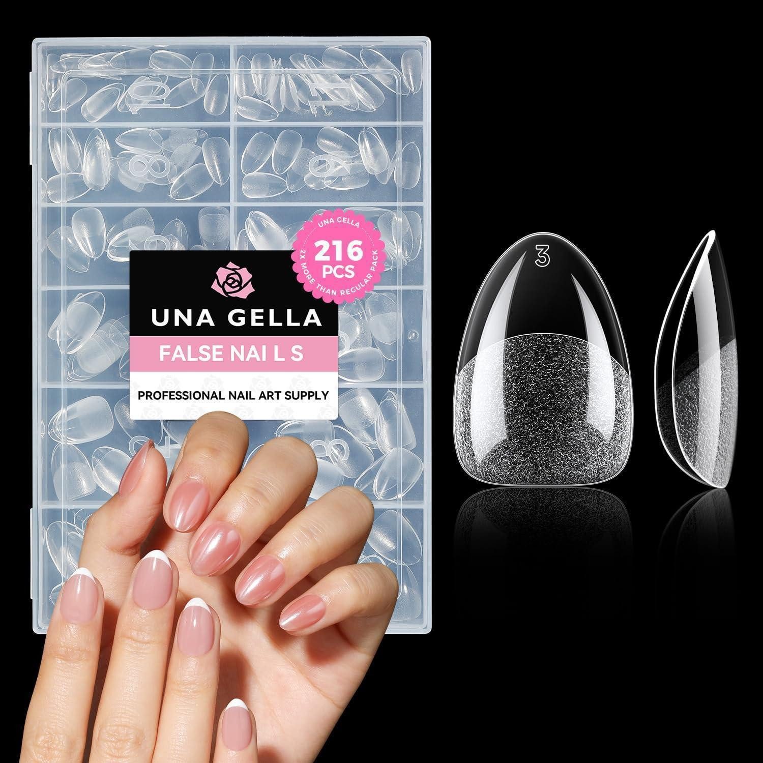LuxusKollektion Kunstfingernägel Nageltips Mandel 216 Stück 12 Größen PressOnNails Ultra Kurze Mandel