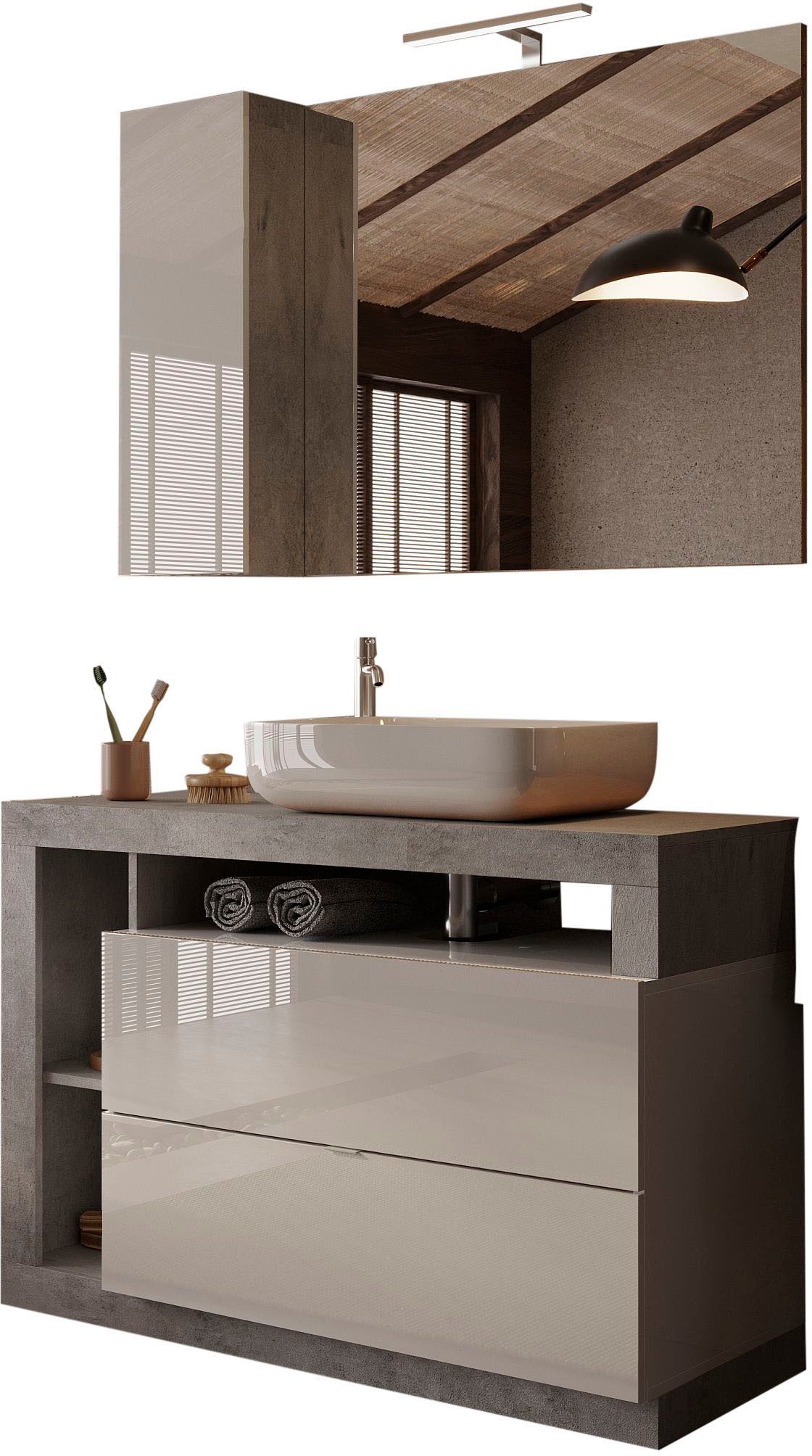 welltime Badmöbel-Set Hamburg, Badezimmerset 2tlg. Breite 110 cm, Badmöbel, günstig online kaufen