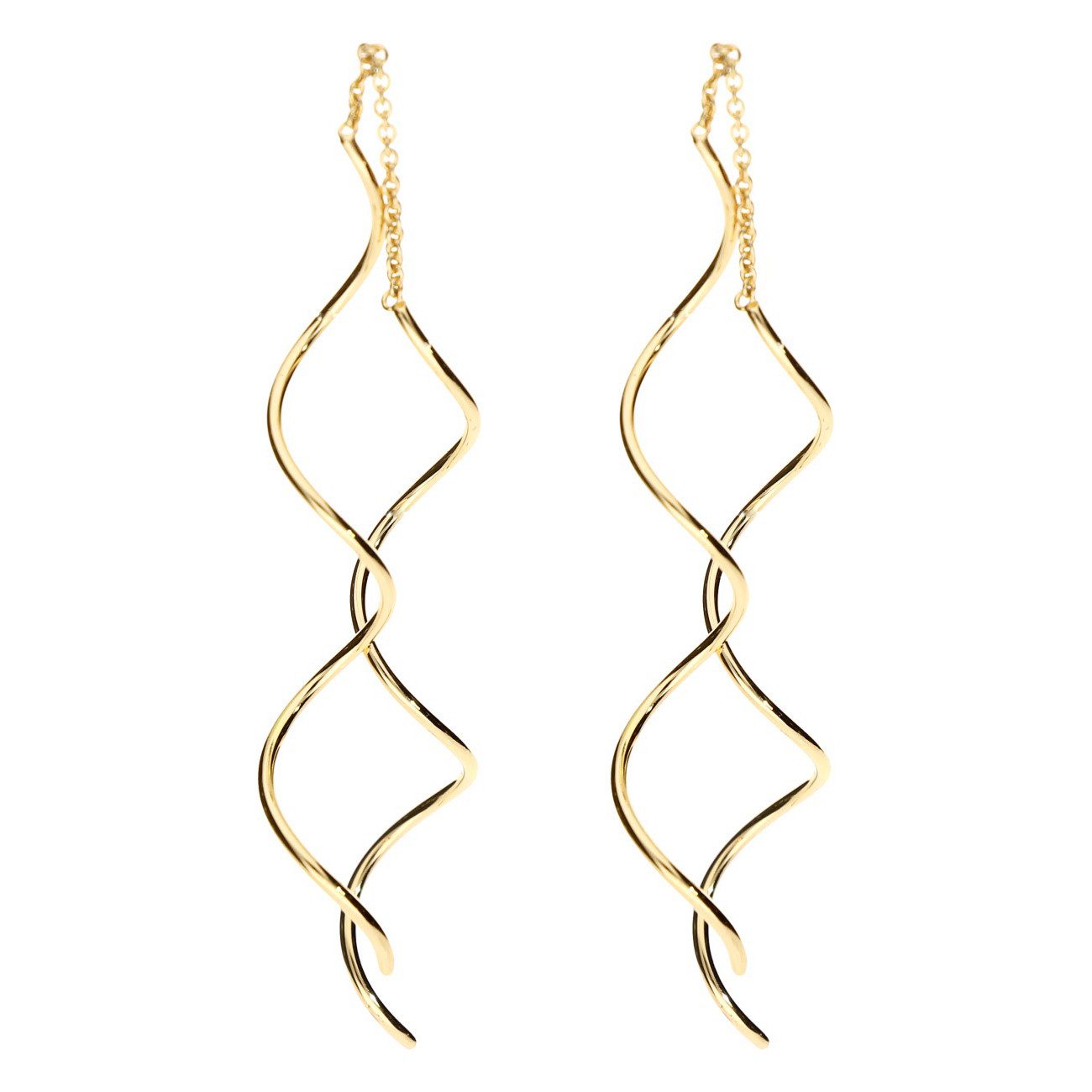 LÖB Paar Ohrhänger 18K Gold vergoldet Ohrringe Hängend Durchzieher Spirale günstig online kaufen