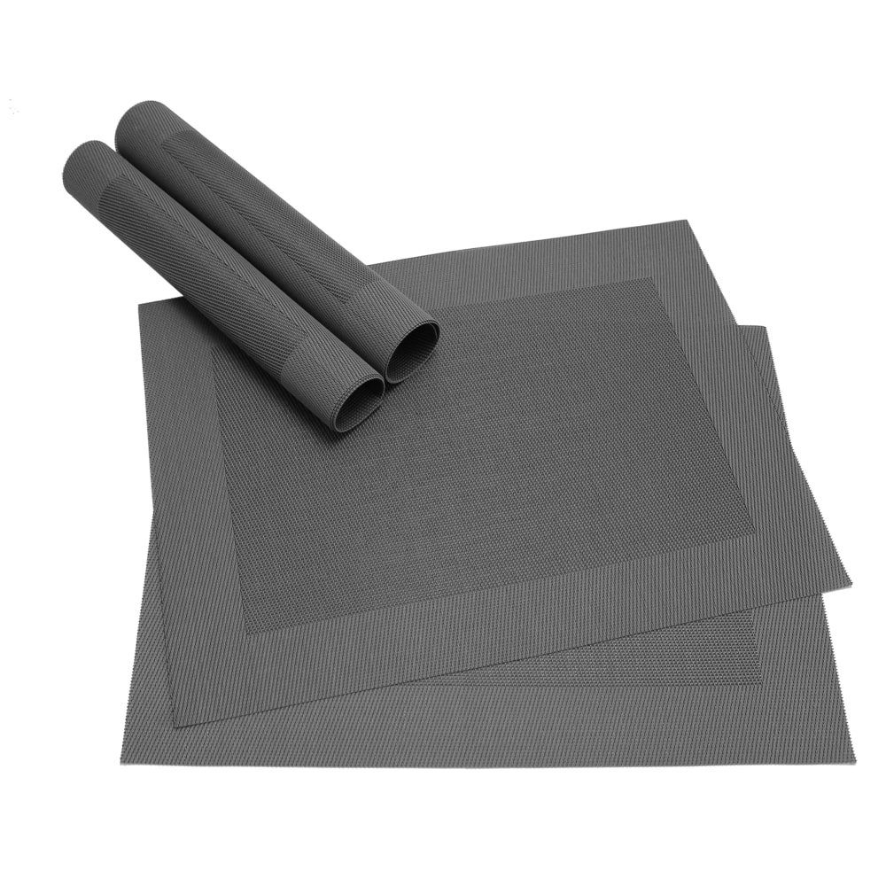 matches21 HOME & HOBBY Platzset Tischset BORDA 4er Schwarz Tischunterlage als Tischdeko, (4-St), modernes Esstisch Platzdeckchen als abwaschbarer Tischuntersetzer