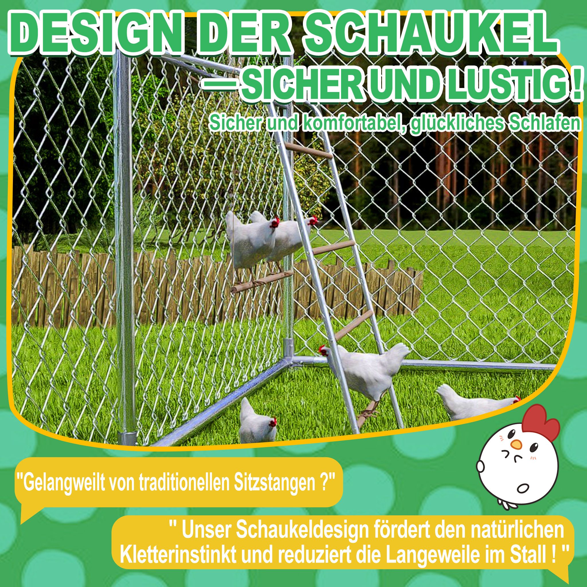 FIVMEN Hühnerstall Hühnerleiter 4 Ebenen Große Sitzstange für Hühner, 136x105cm