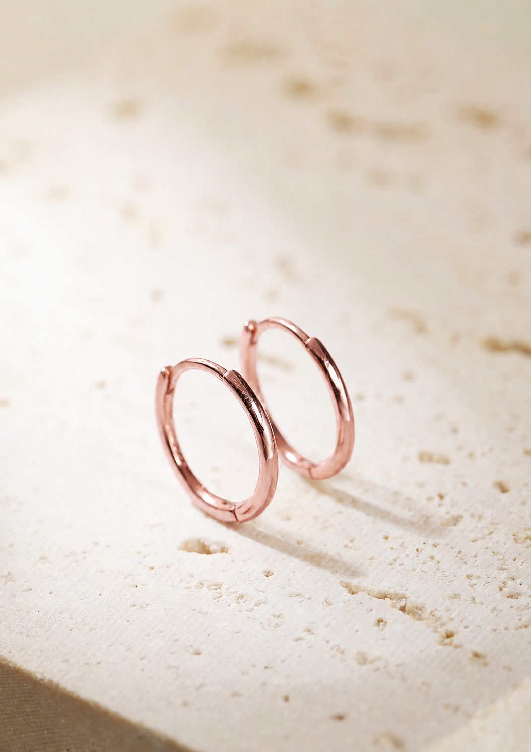 Hey Happiness Paar Creolen Basic Silber 925 Damen, stapelbar, Kleine Runde Silber Ohrringe, 18K Roségold Vergoldet