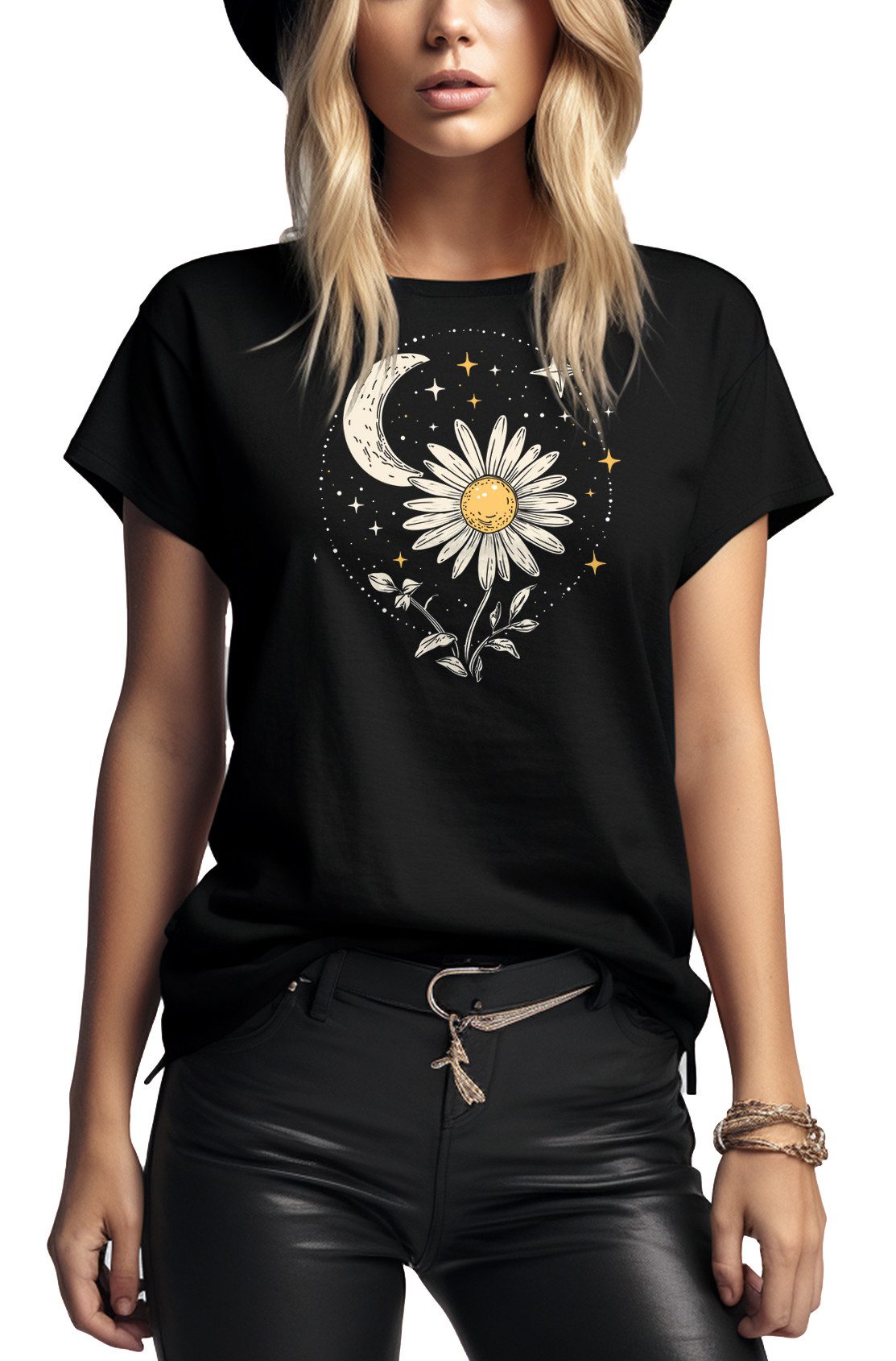 MAKAYA Kurzarmshirt Damen Baumwolle Blumenmuster Print günstig online kaufen