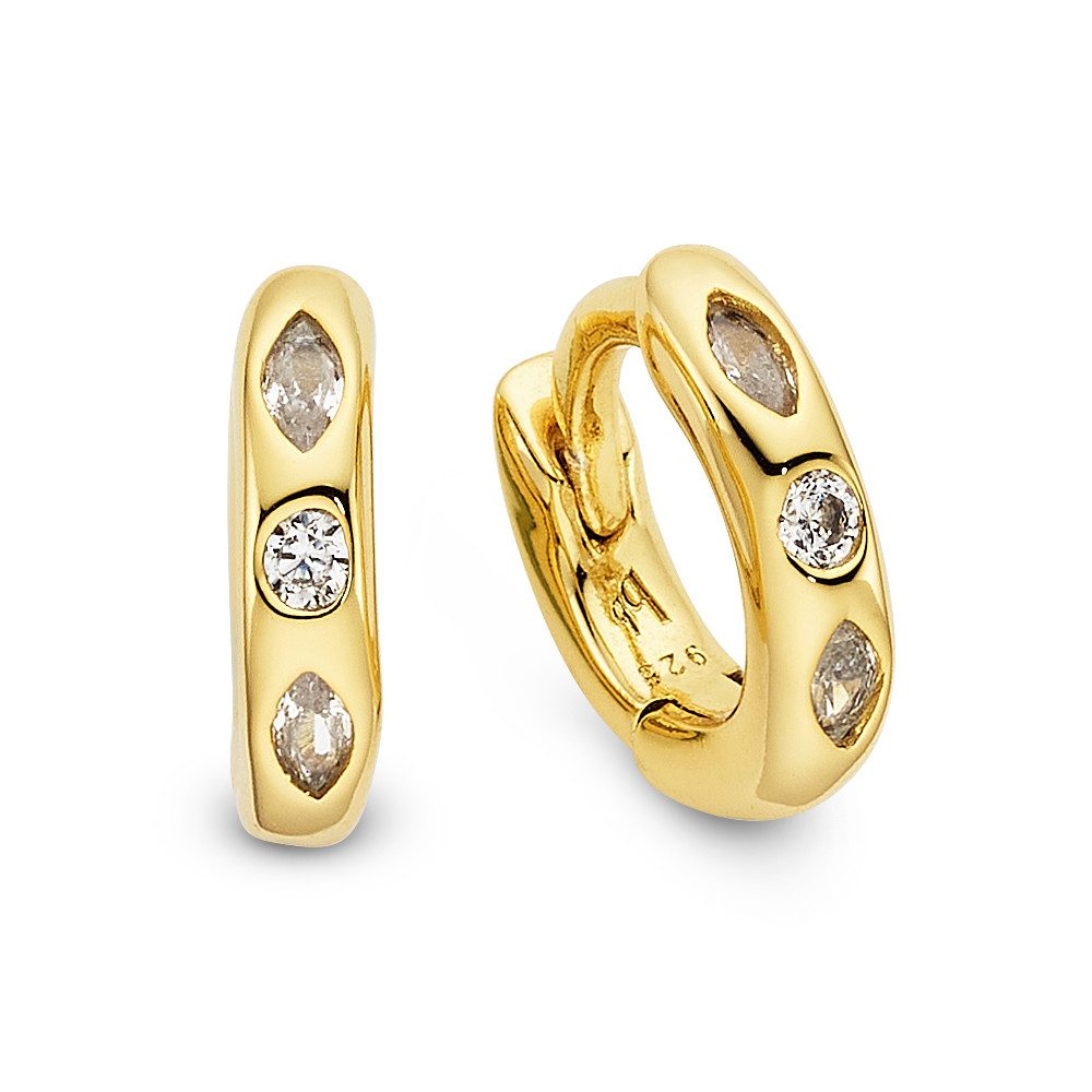 Paar Creolen Schmuck Geschenk Klappcreole Silber gelbgoldfarben vergoldet