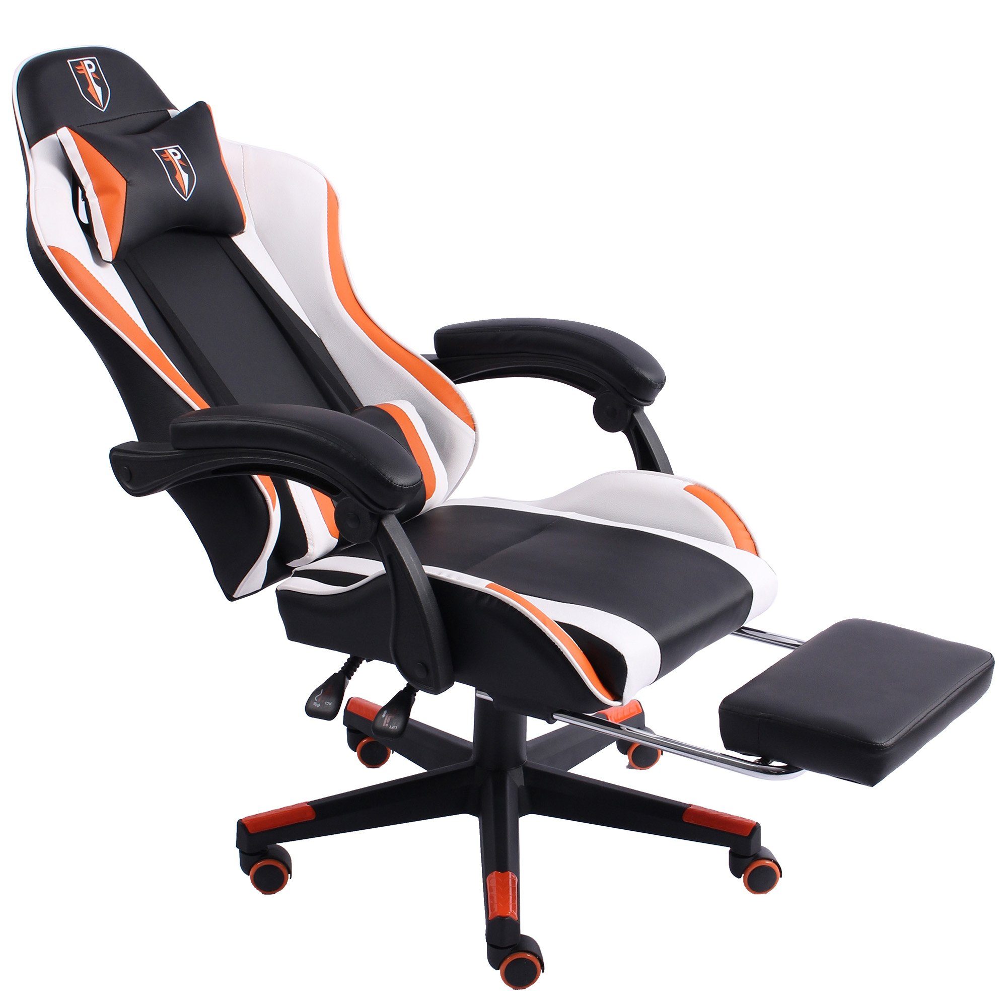 Bürostuhl Stuhl Chefsessel Stück), im Schwarz/Weiß-Orange (1 TRISENS mit Arijus Drehstuhl Racing-Design Fußstütze Gaming