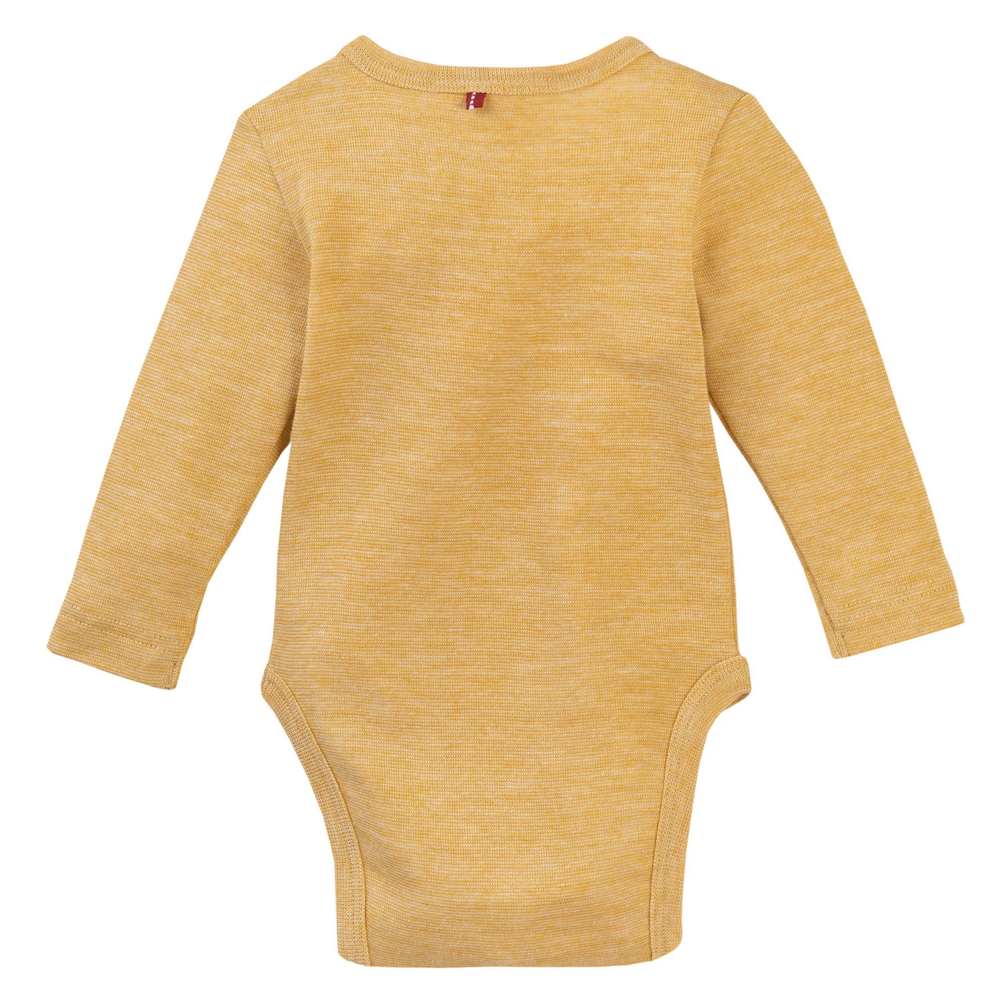 People Wear Organic Body Langarm Baby Body, Meliert Bio Baumwolle & Bio Wolle