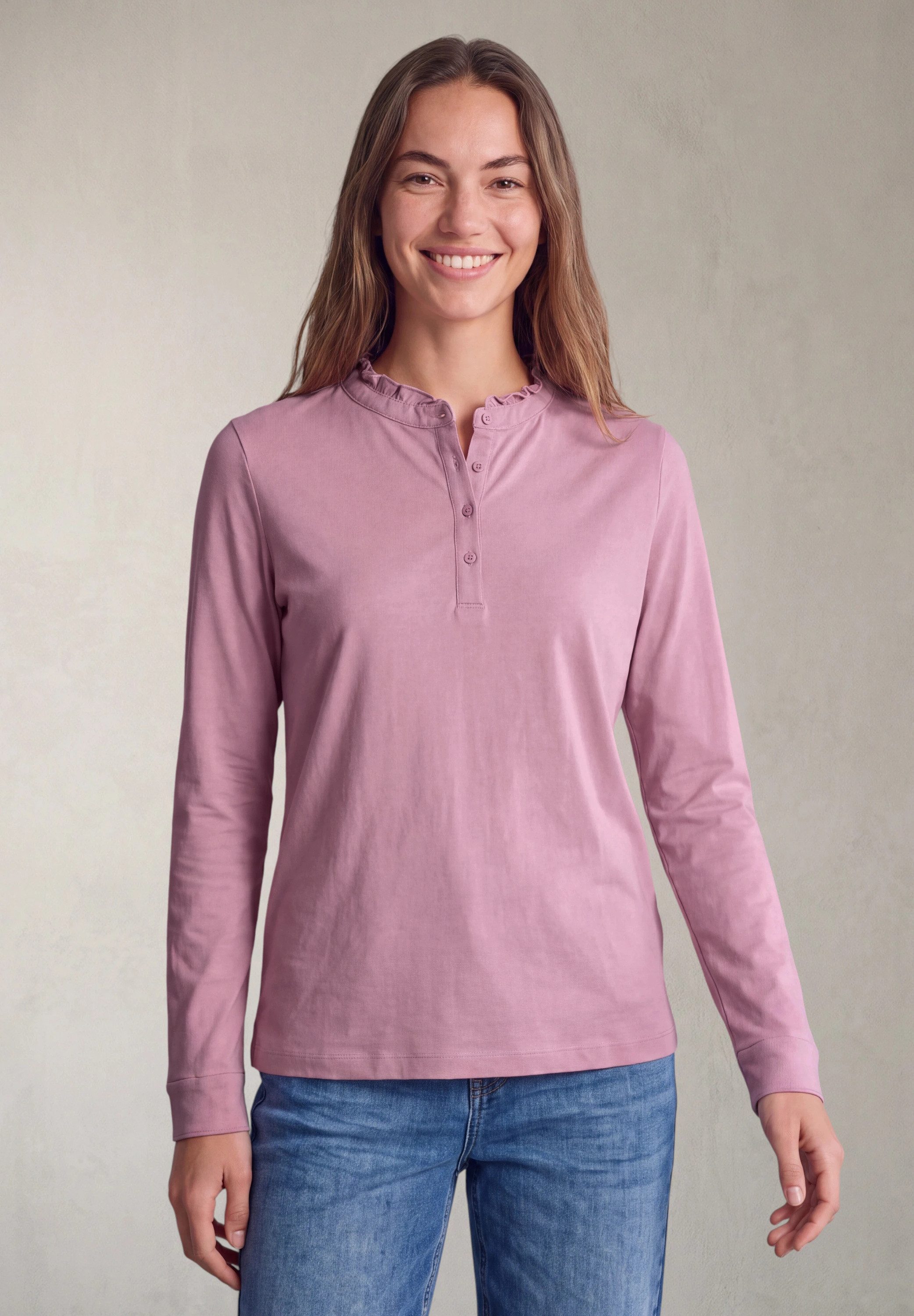 STREET ONE STUDIO Langarmshirt in Unifarbe