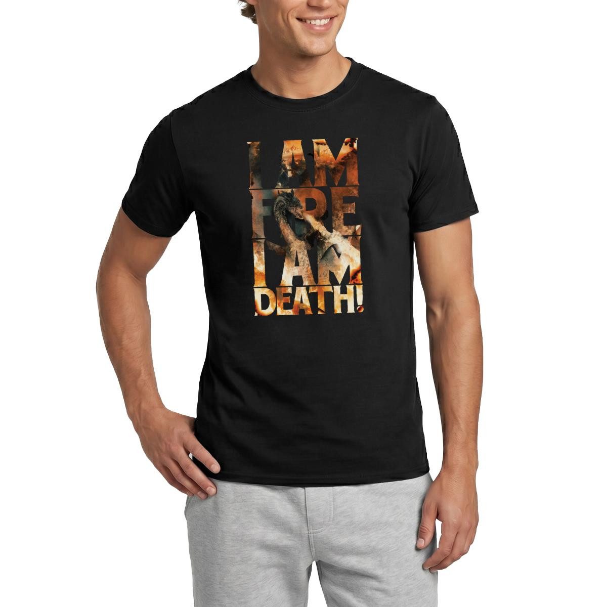 Spreadshirt T-Shirt Der Hobbit Smaug Ich Bin Feuer, Ich Bin Der Tod Männer T-Shirt (1-tlg)