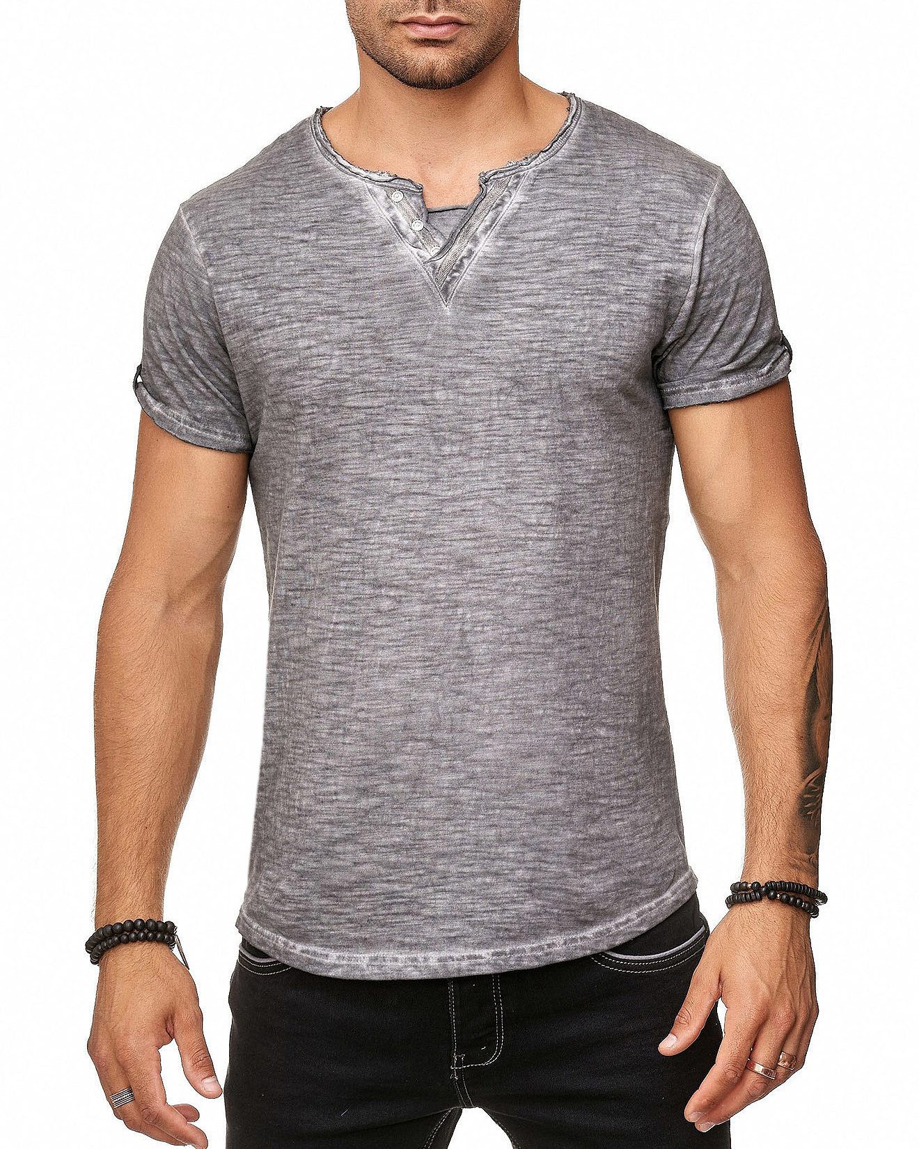 Früchtl T-Shirt mit V-Ausschnitt und dezenter Knopfleiste – Bild 2 von 3
