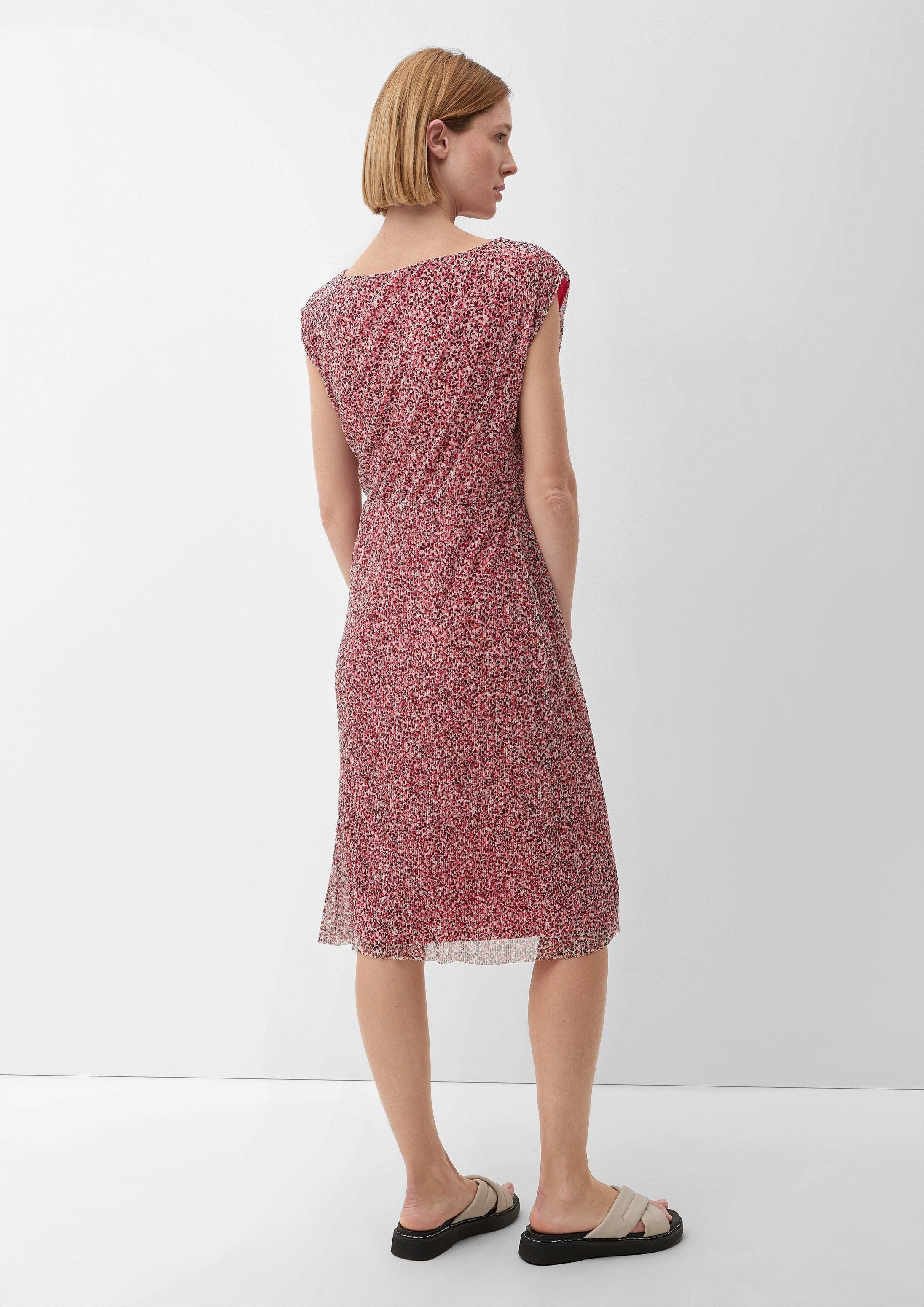 s.Oliver Midikleid Kleid Mesh-Kleid mit Plisseefalten