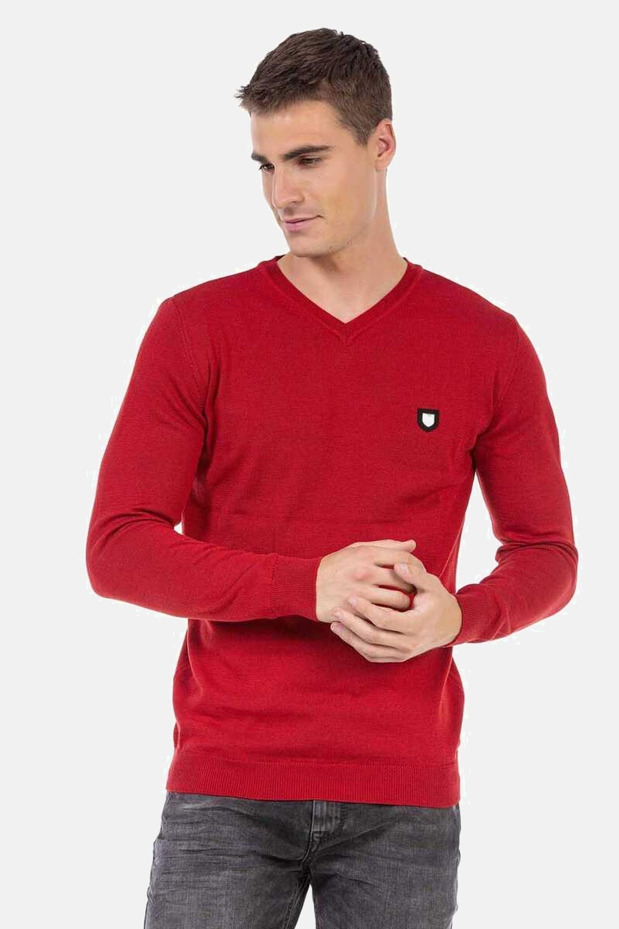 Cipo & Baxx V-Ausschnitt-Pullover Pullover (1-tlg) mit V-Ausschnitt, CP242