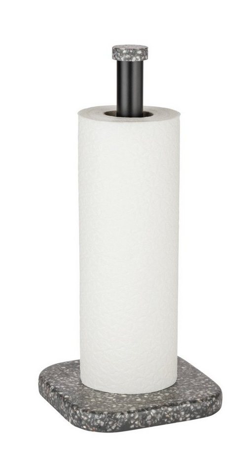 TOM TAILOR HOME Toilettenpapierhalter Stehend Terrazzo Grau Klorollen  Aufbewahrung (1-St., 1x Rollenhalter), Platz für eine Küchenrolle oder drei  Toilettenpapierrollen