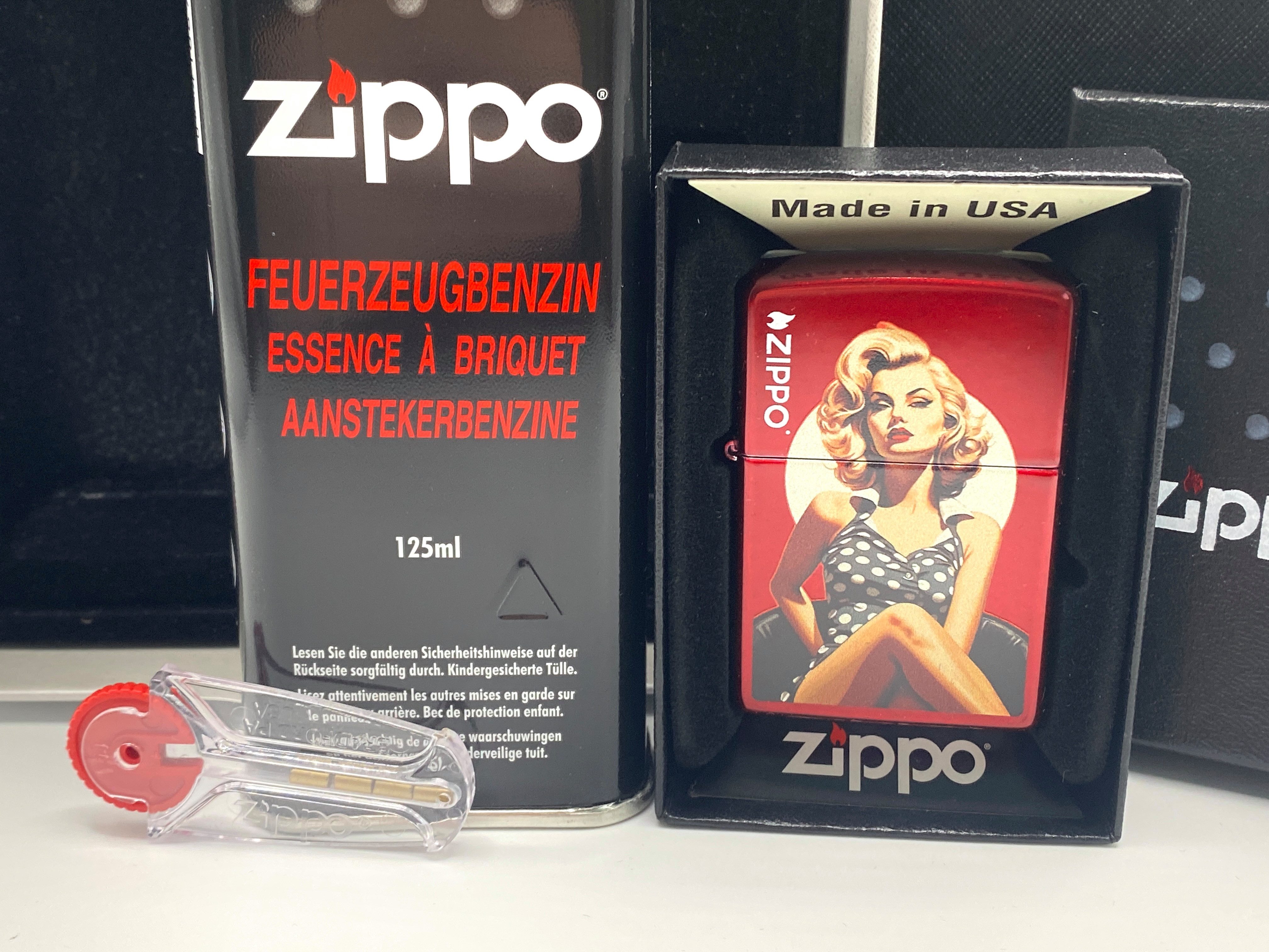 Zippo Feuerzeug Candy Apple Feuerzeug red color Retro Vintage Pinup Geschenkset