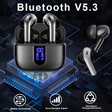 HYIEAR Kopfhörer kabellos Bluetooth 5.3, IPX5 wasserdicht, für Android/iOS wireless In-Ear-Kopfhörer (Voice Assistant, Bluetooth, Stereo USB-C)