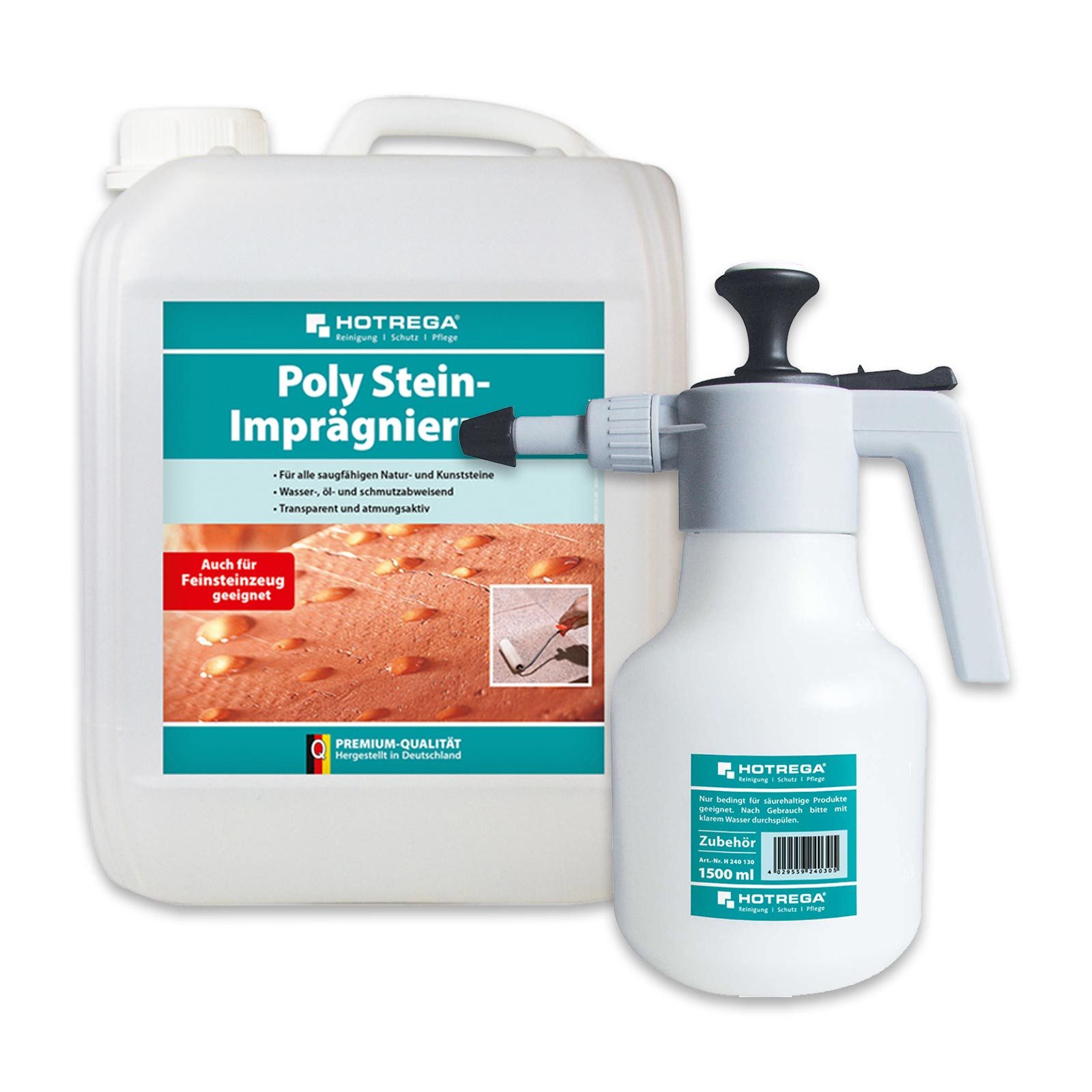 HOTREGA® Poly Stein Imprägnierung Imprägniermittel 5 Liter inkl. Drucksprüher Naturstein-Imprägnierung