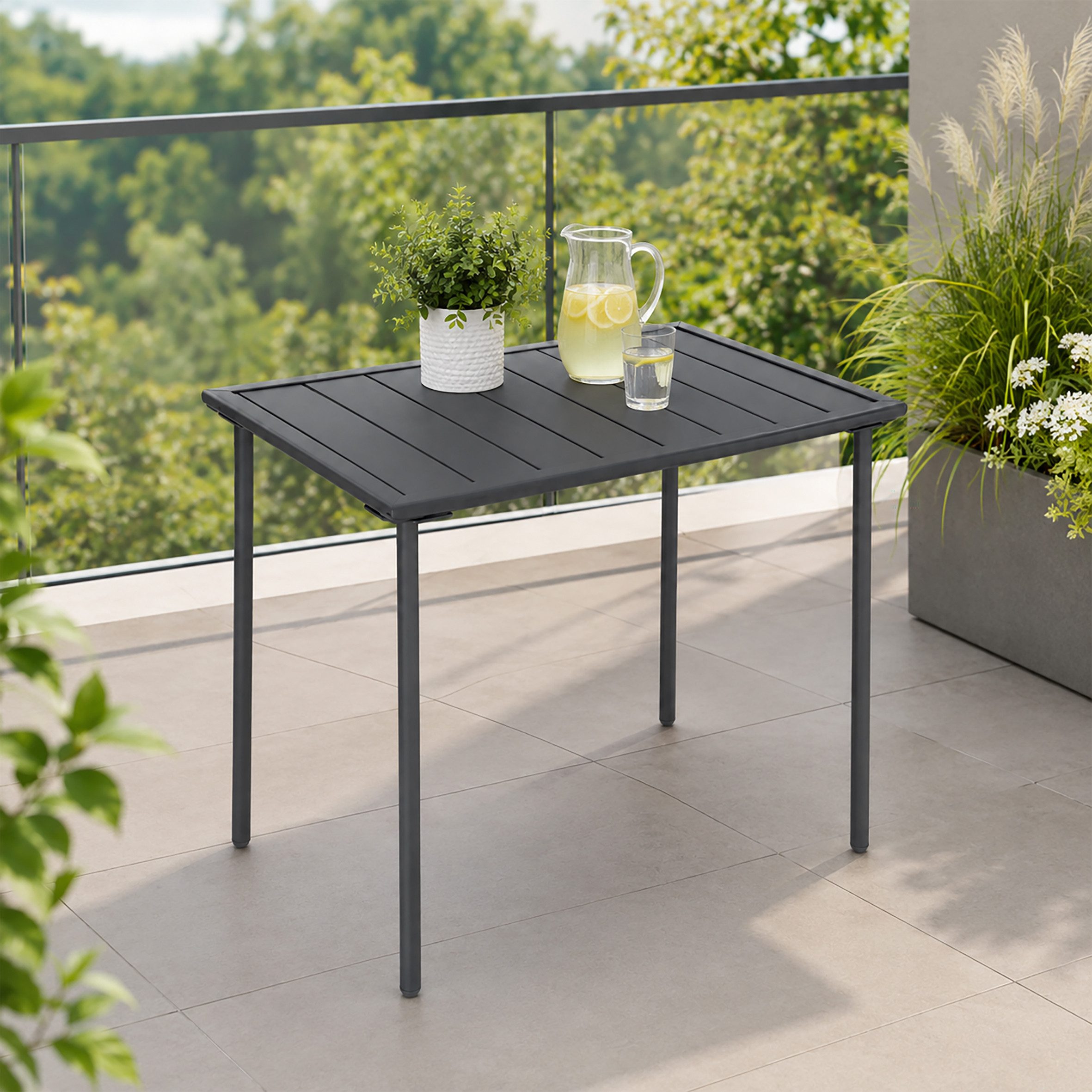 VCM Gartentisch Sumila B. 80 x T. 55 x H. 72 cm, wetterbeständiger Outdoor Tisch, verstellbare Füße, für die Terrasse – Bild 4 von 5