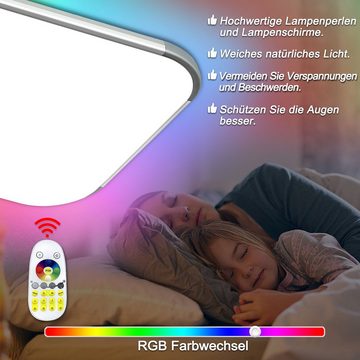 AUFUN LED Deckenleuchte IP44 Modern Lampe Schutzart für Flur, Küche, Wohnzimmer, Büro, 24W, 24W/48W/64W/128W, Dimmbar/RGB/Kaltweiß/Warmweiß
