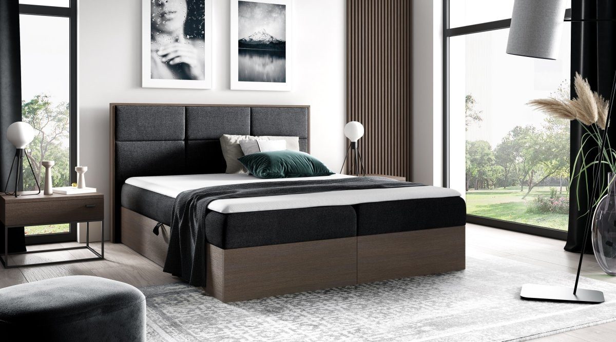 Luxusbetten24 Holzbett Designer Holzbett Linori, mit Stauraum
