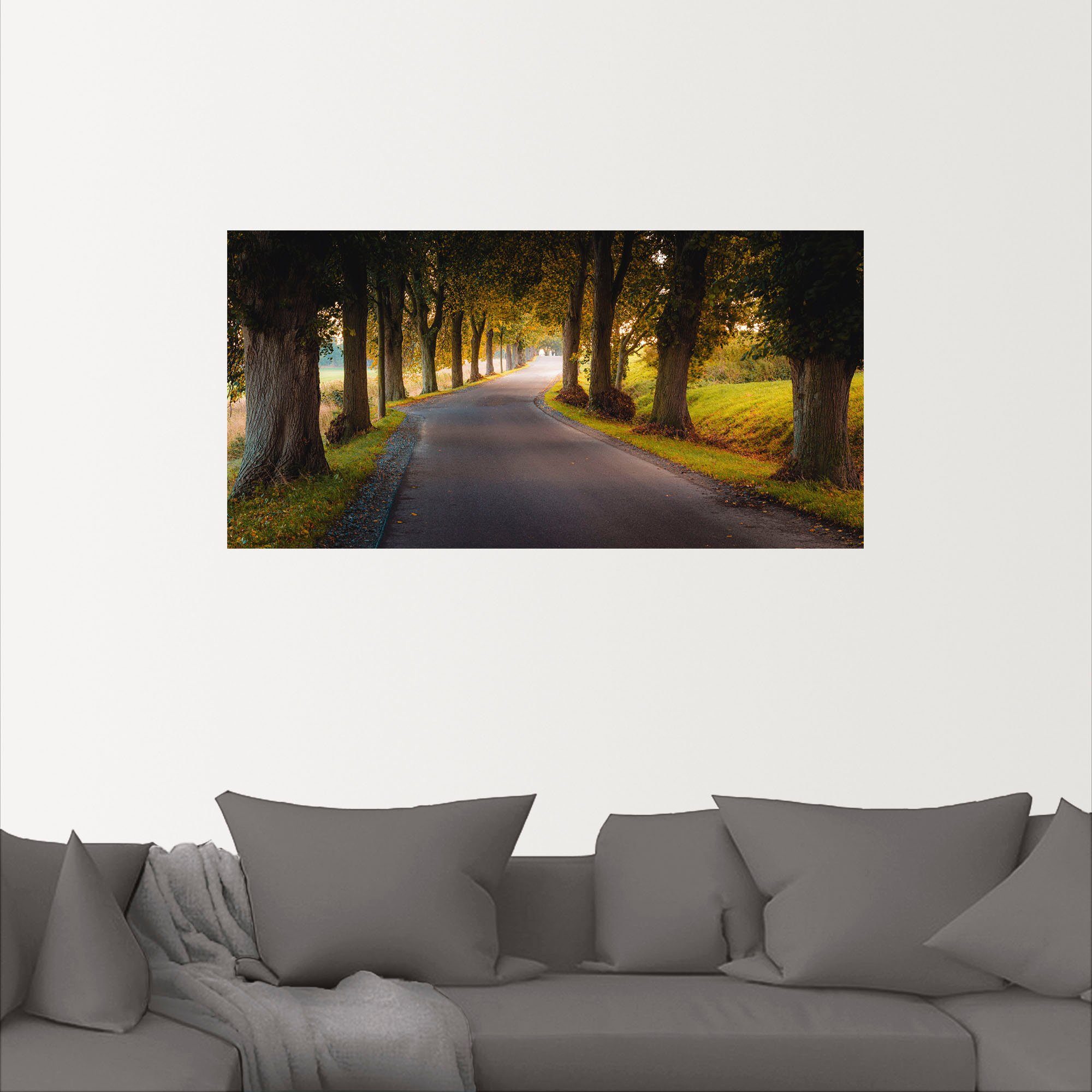 Artland Wandbild Allee im & versch. Leinwandbild, oder Wiesen Baumbilder Poster Alubild, Größen in Wandaufkleber (1 als Herbst, St)