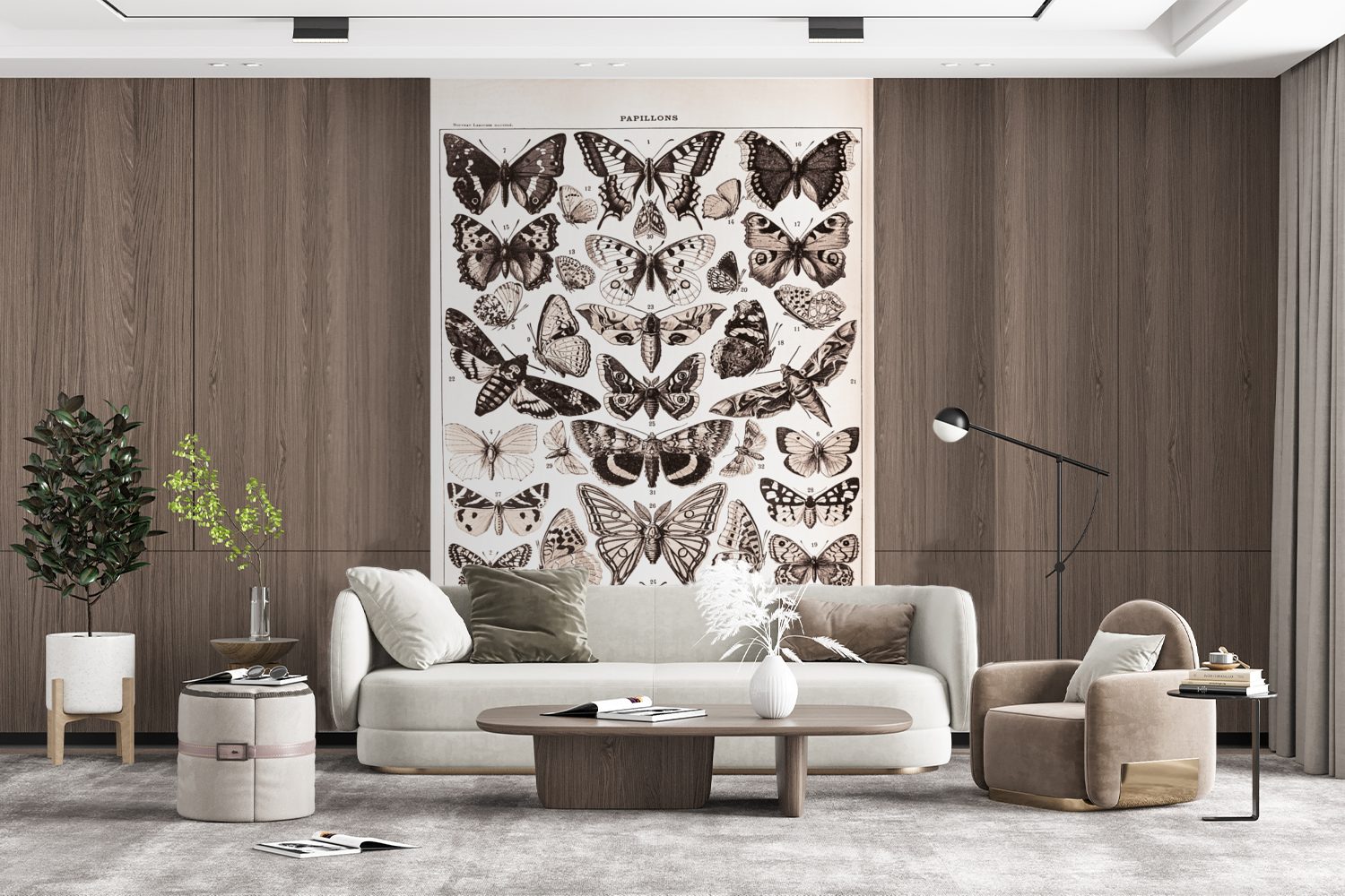 Schwarz - Weiß, Schmetterling Montagefertig Wohnzimmer, Vinyl für Wandtapete Matt, Tapete - MuchoWow - Tiere (3 St), bedruckt, Fototapete