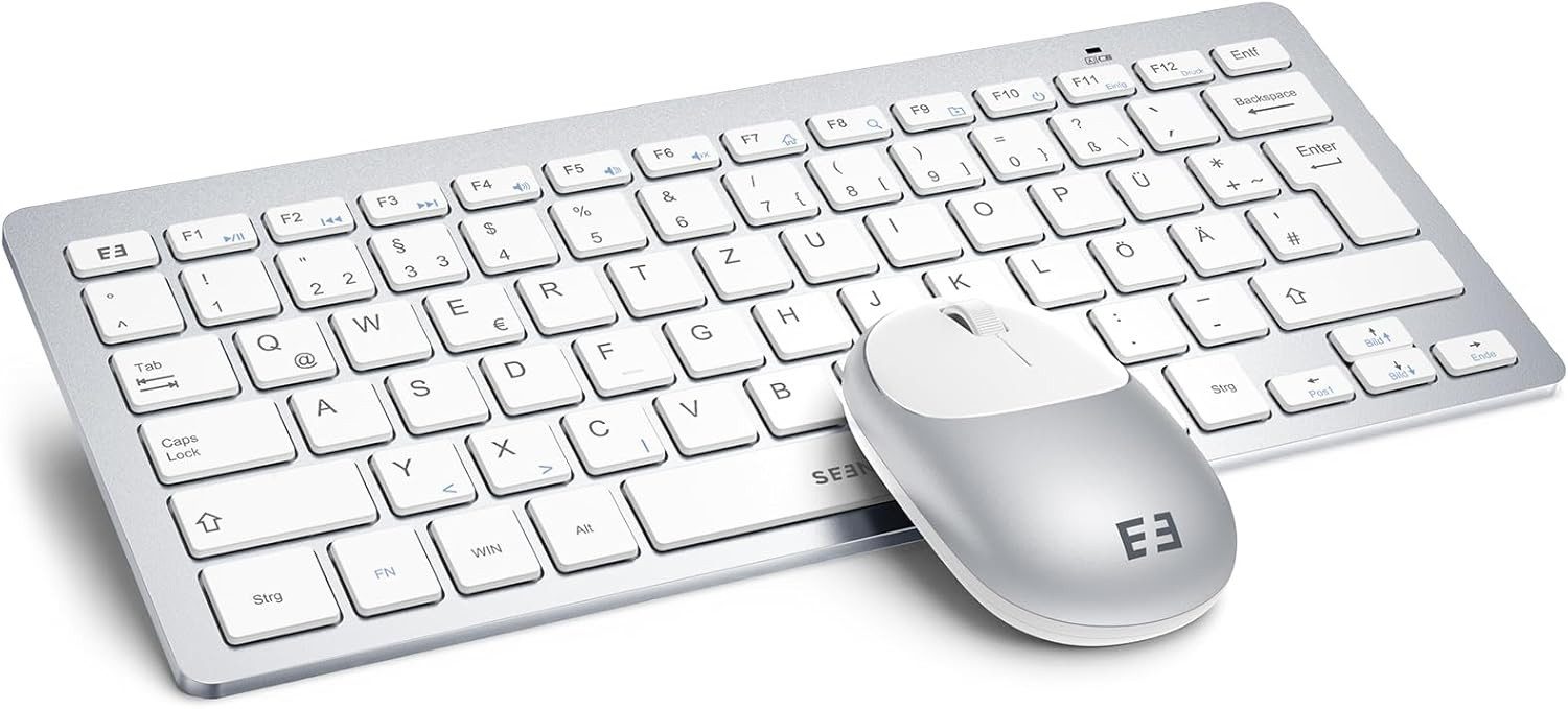 Seenda Kleine Tastatur Maus Set kabellos mit USB Empfänger Tastatur- und Maus-Set, (Ultradünne 70% Tastatur), mit USB Empfänger
