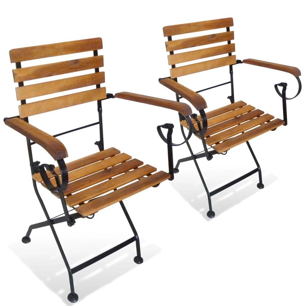 Gartenstuhl Klappbare Gartenstühle 2 Stk. Stahl und Massivholz Akazie