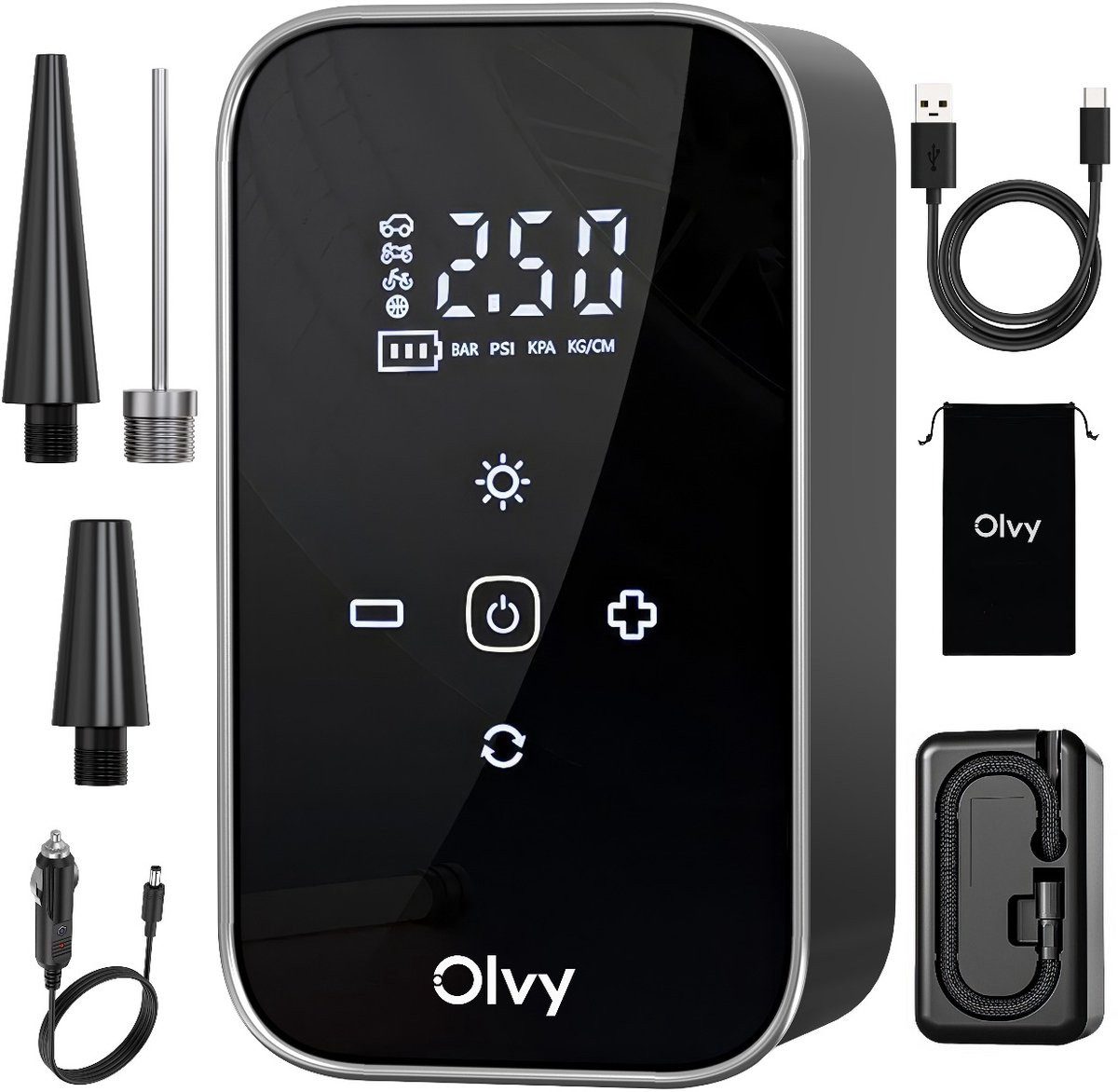 Olvy Luftpumpe Olvy Elektrische Luftpumpe mit Powerbank 6000 mAh