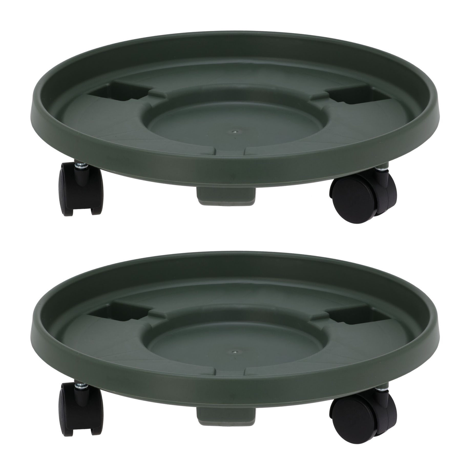 HAC24 Pflanzenroller Blumentopf Rollbrett Pflanzenroller Rund Ø 33 cm Blumenroller, (2-St), mit 3 Rollen, Tragkraft 50 kg, Dunkelgrün