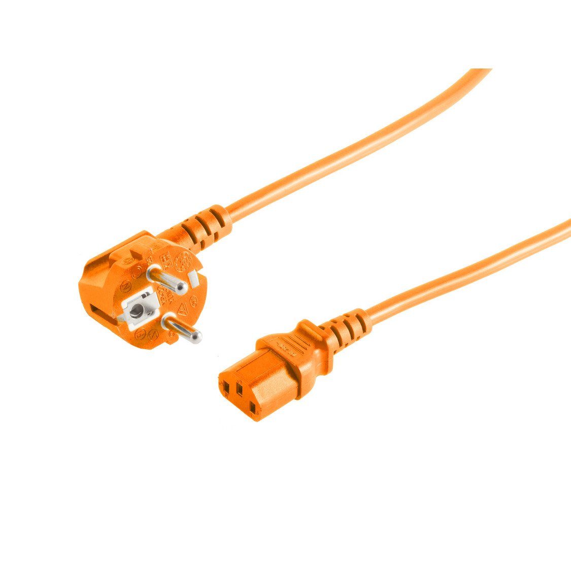 Kabelbude.eu Schutzkontakt 90°/Kaltgerätebuchse orange 5m Netzkabel, (500 cm)