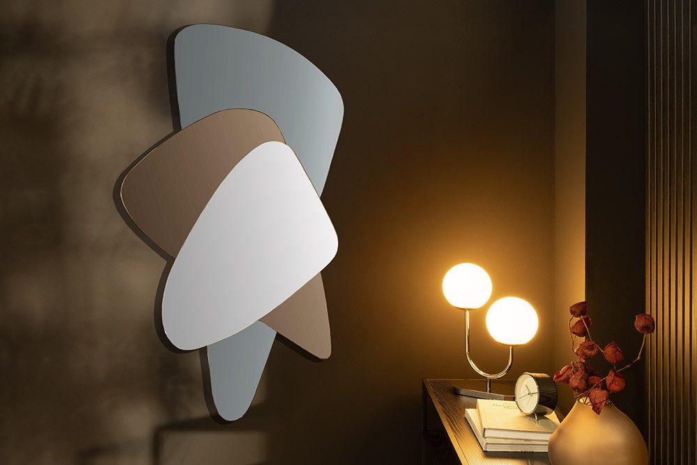 riess-ambiente Wandspiegel GEOMETRIC 120cm blau/braun/transparent – 3 Spiegelflächen, Accessoire (Einzelartikel, 1-St), Design-Spiegel mit 3D-Effekt – ideal für Flur, Wohn- oder Schlafzimmer