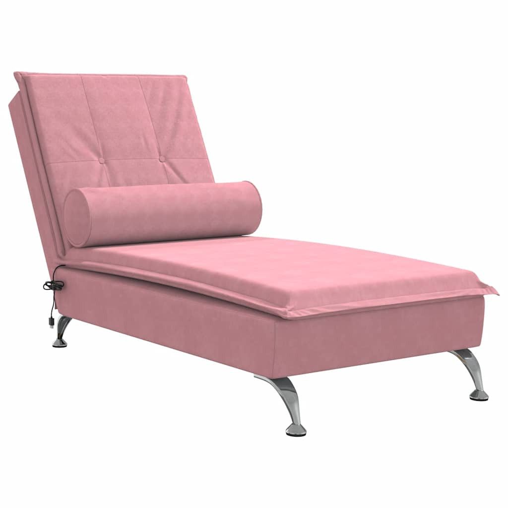 vidaXL Chaiselongue Massage-Chaiselongue mit Nackenrolle Rosa günstig online kaufen