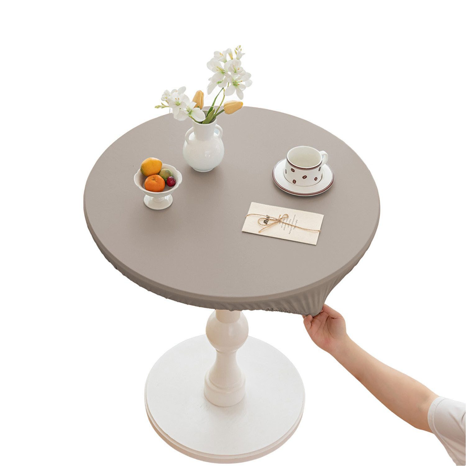 Tischdecke 360° Runde Elastizität Wasserdicht Wärmedämmung aus Leder Tischdecke
