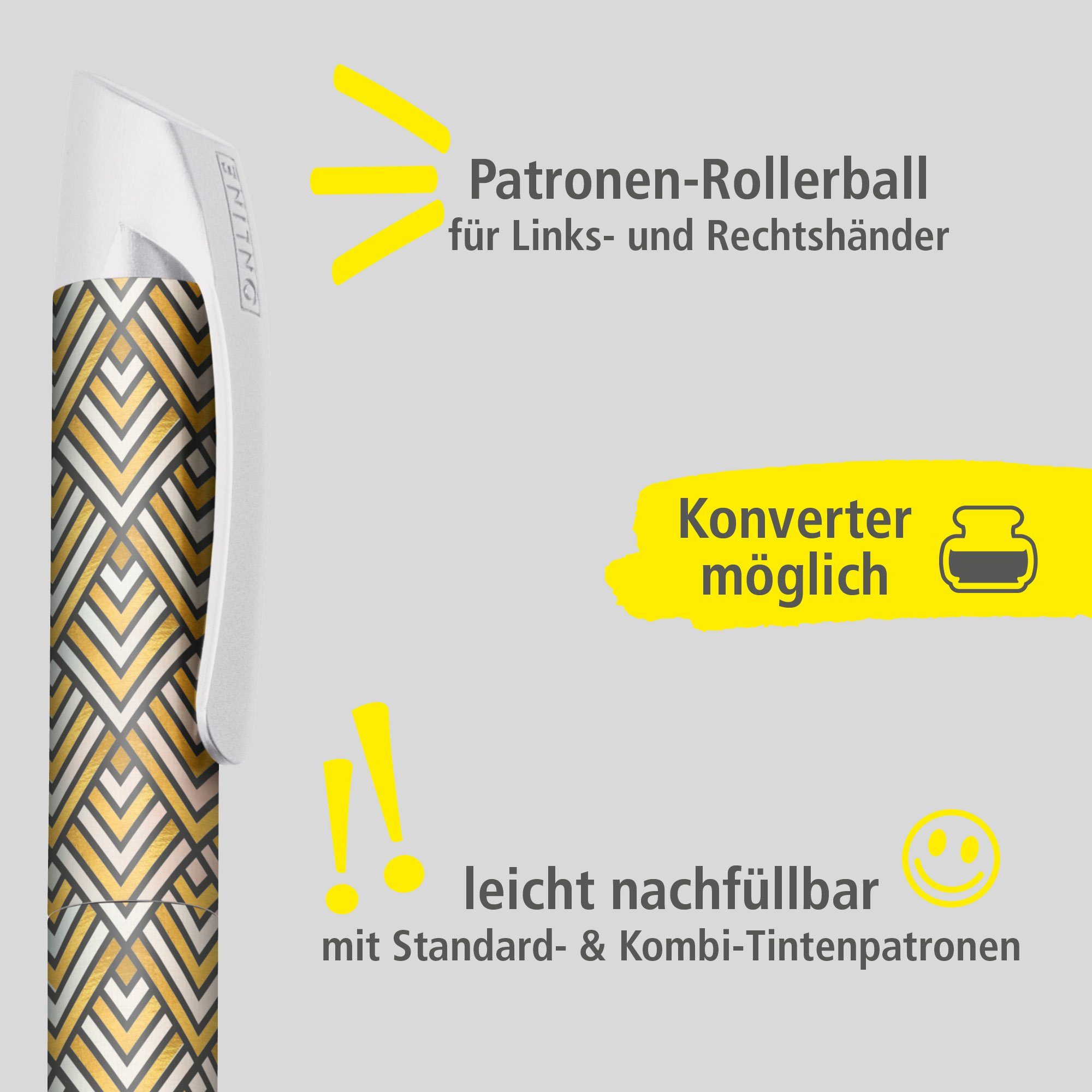 Pen Schule, Golden die Campus Tintenroller Tintenpatronen-Rollerball, in Online hergestellt Squares für ergonomisch, ideal Deutschland