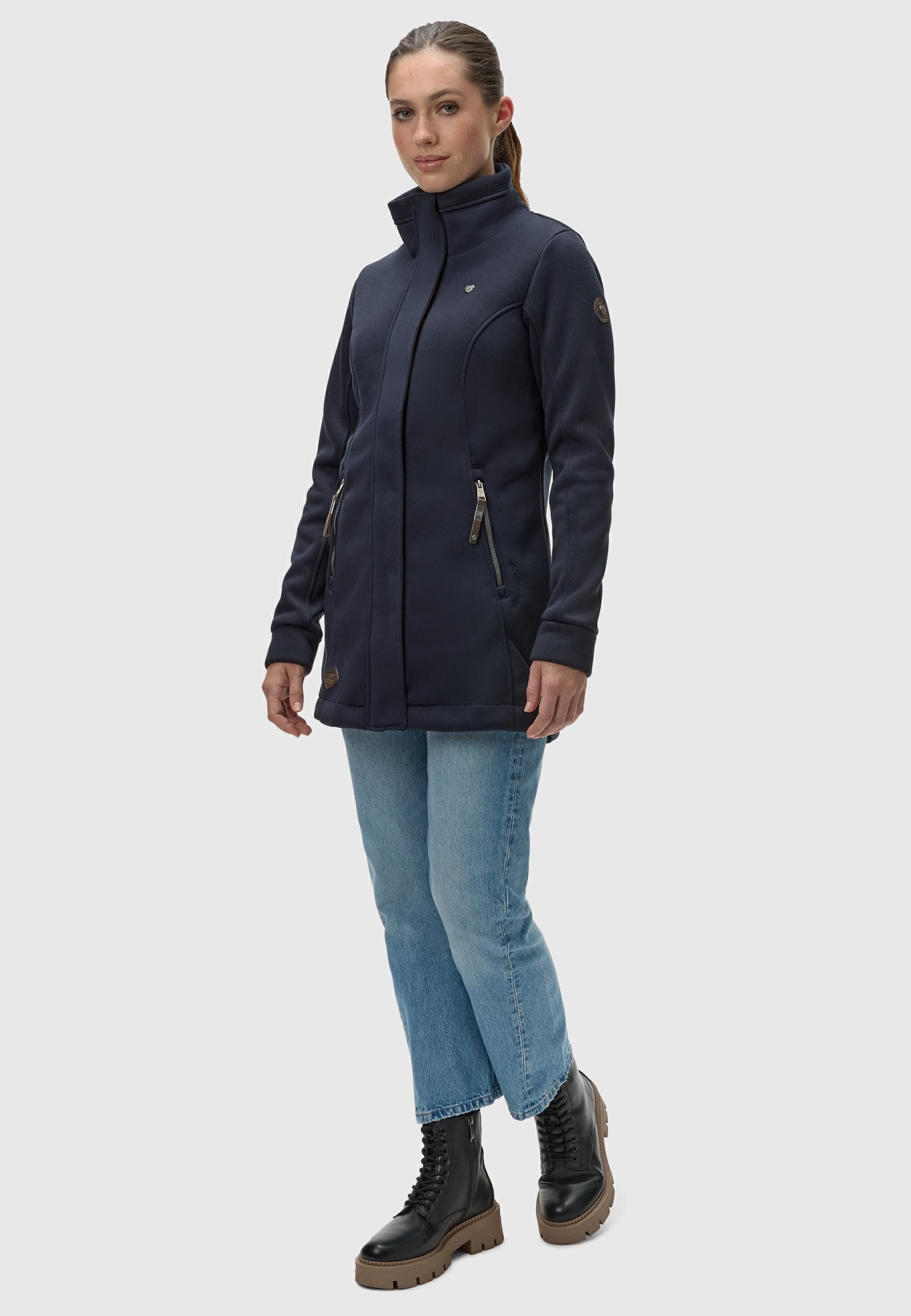 Ragwear Sweatjacke Letrice Bonded Elegante Zip-Jacke mit hohem Kragen in Feinstrickoptik