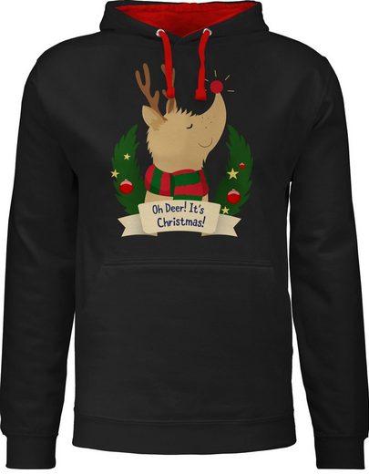 Shirtracer Hoodie »Rudolph - It's Christmas - Weihnachten & Silvester Geschenke - Unisex Damen & Herren Kontrast Hoodie« Neujahrsgeschenke Party Deko
