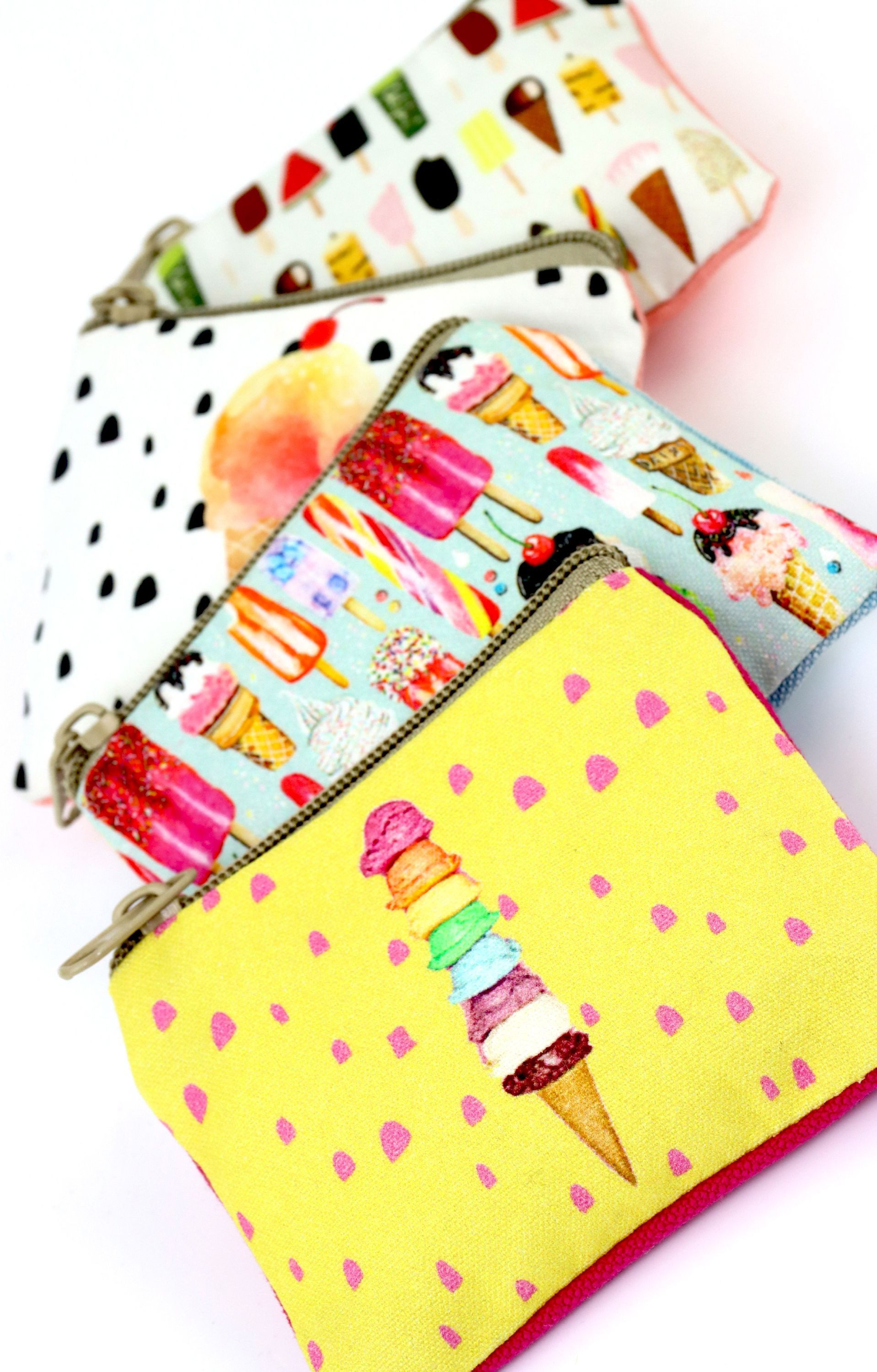 FURNARO Handtasche (6-tlg. Taschenset), Verspieltes Eis Design aus Stoff