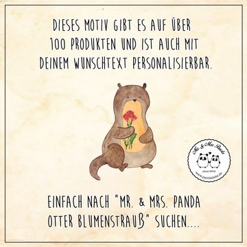 Mr. & Mrs. Panda Weißweinglas Otter Blumenstrauß - Transparent - Geschenk, Hochwertige Weinaccessoi, Premium Glas, Liebevoll gestaltet