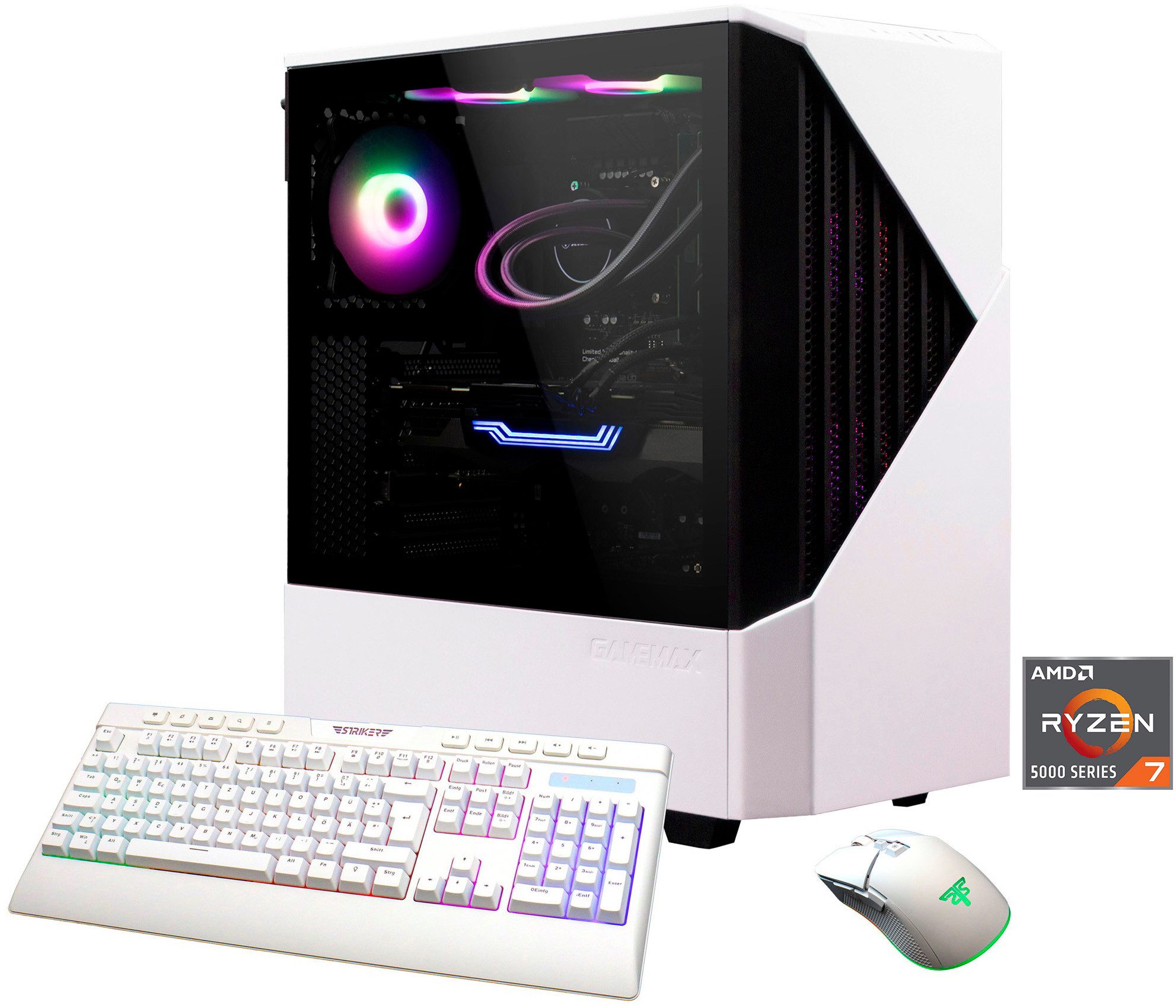 GAMEMAX Horizon 8180 AMD Ryzen 7 5700X 32GB 1TB SSD RTX 5070 Gaming-PC (AMD Ryzen 7 5700X, RTX 5070, 32 GB RAM, 1000 GB SSD, Wasserkühlung, Windows 11, Wasserkühlung)