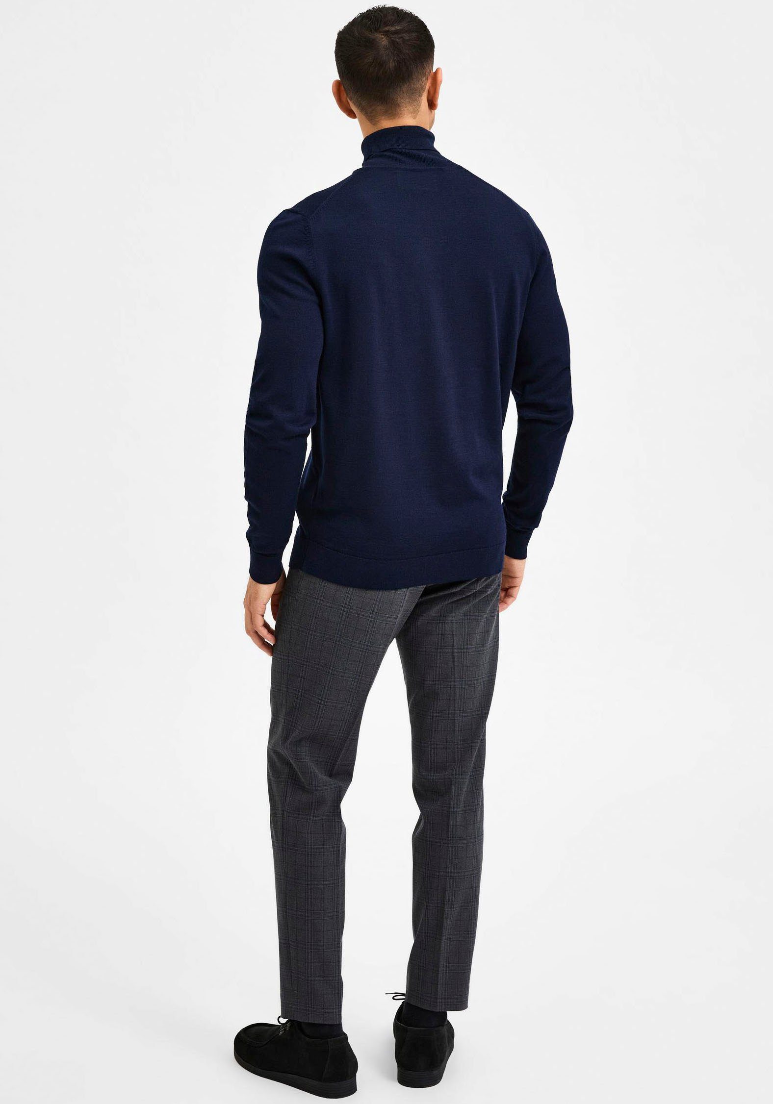 COOLMAX MERINO SELECTED Blazer Rollkragenpullover TOWN ROLL HOMME KNIT Navy