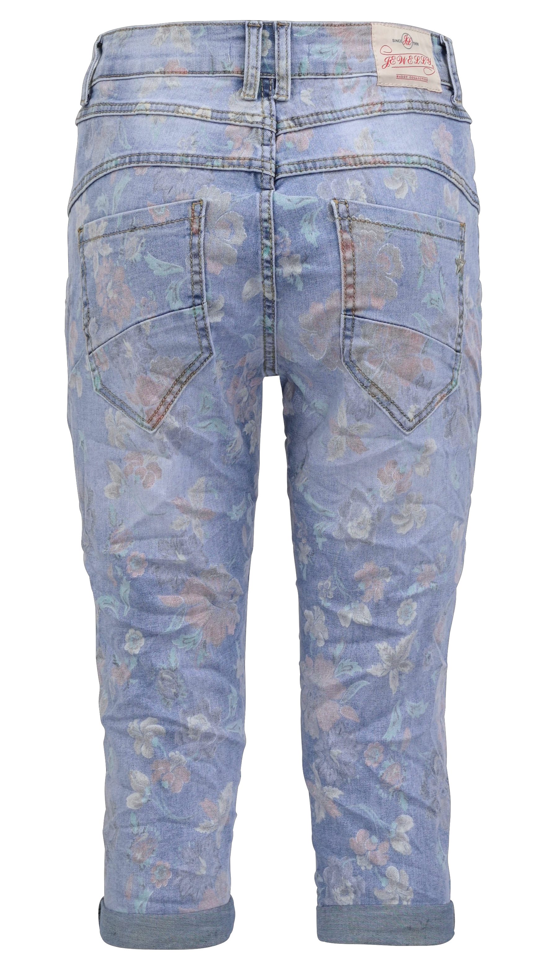 Jewelly Regular-fit-Jeans Capri Jeans im Crash-Look, Boyfriend Hose mit