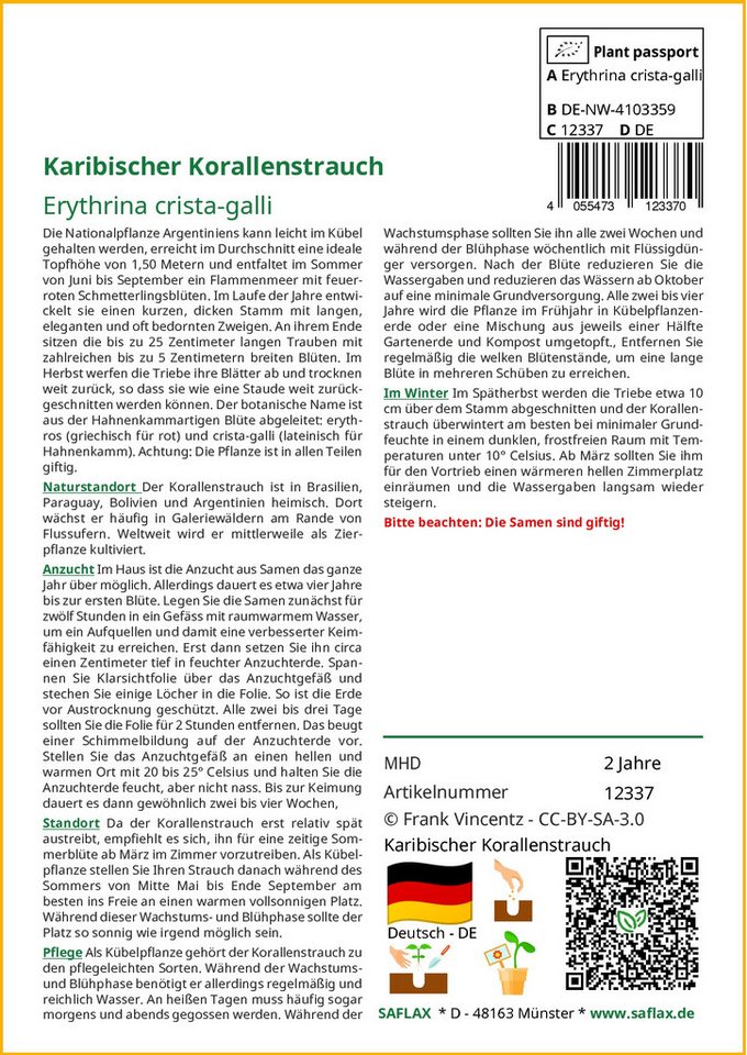 Thumbnail - SAFLAX Blumensamen SAFLAX - Samen - Karibischer Korallenstrauch