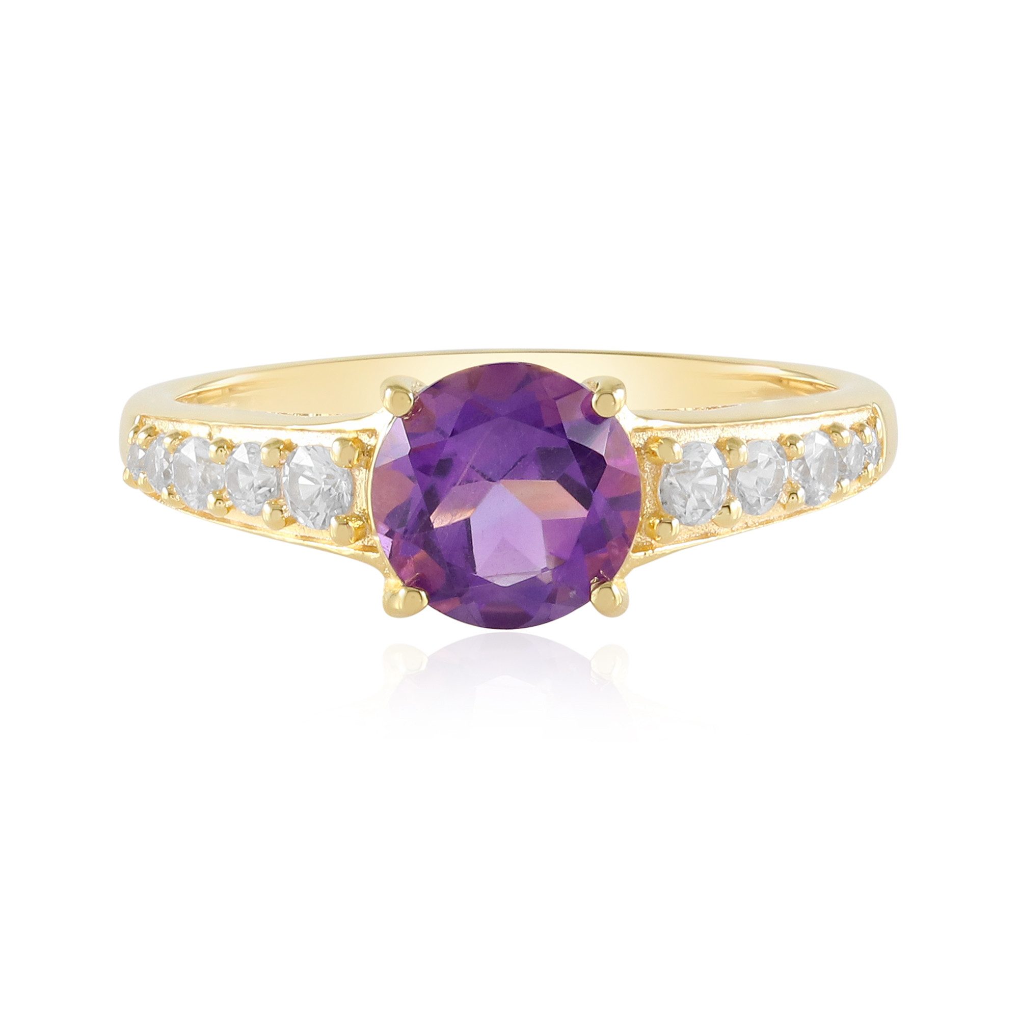 Cavill Silberring Marokkanischer Amethyst Goldplattierter Silberring (1-tlg)
